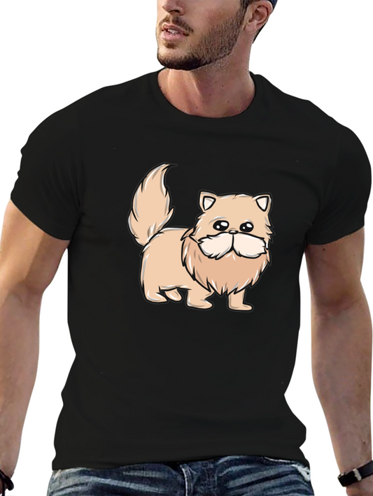 Cute Cat Graphic Tee - Black Cotton Shirt