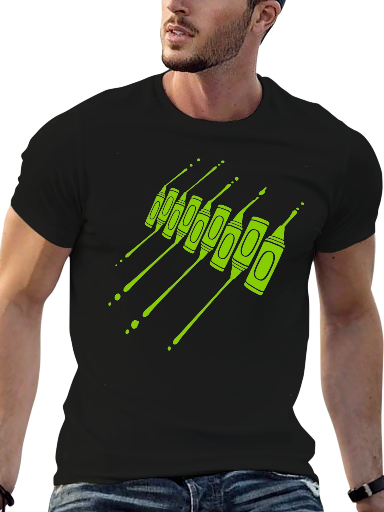Crayon Drip Graphic Tee - Artistic Black T-Shirt