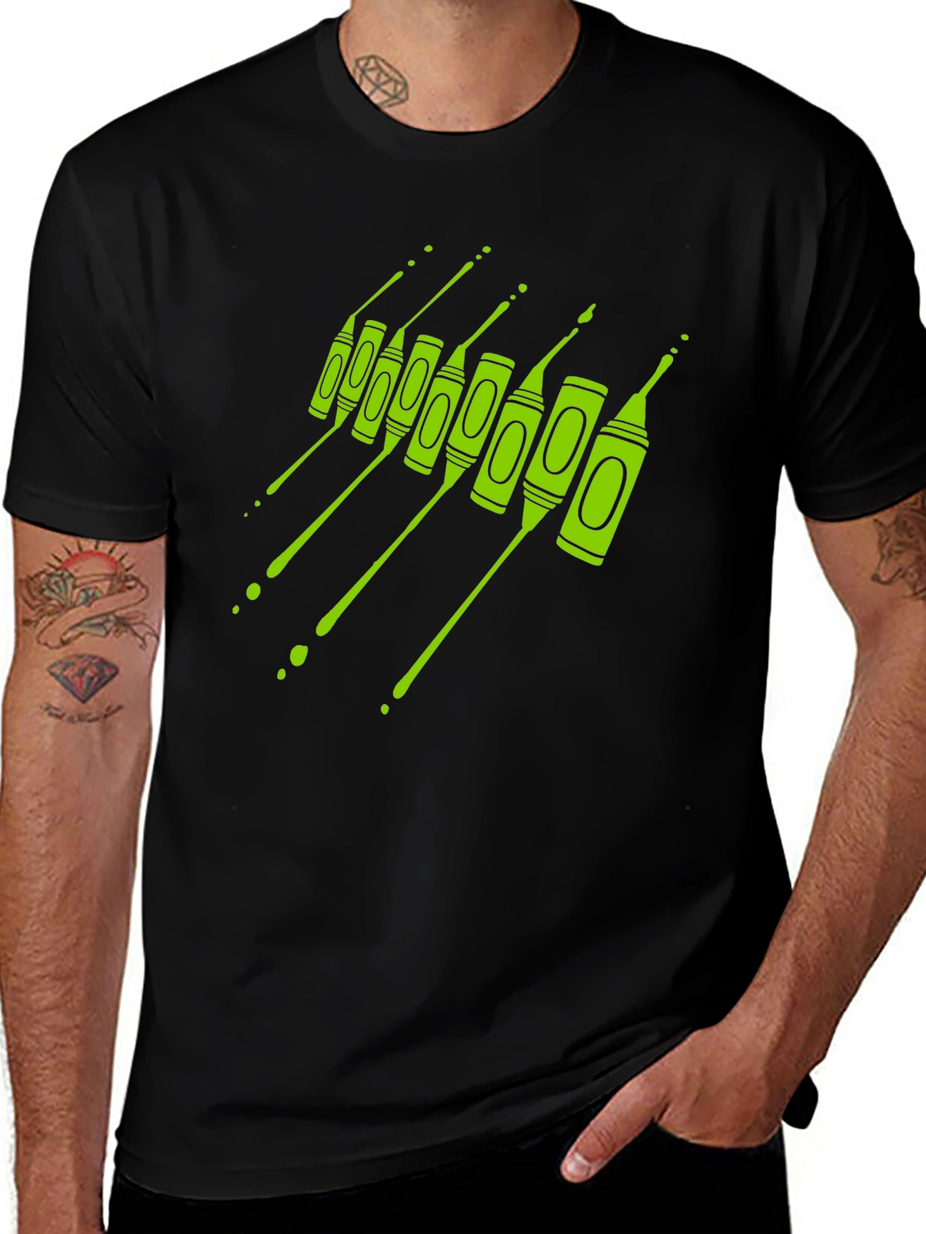 Crayon Drip Graphic Tee - Artistic Black T-Shirt