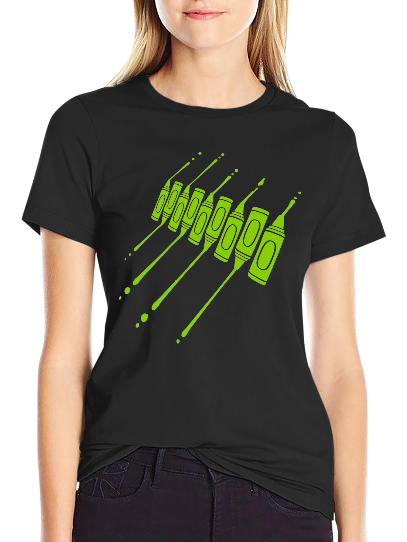 Crayon Drip Graphic Tee - Artistic Black T-Shirt