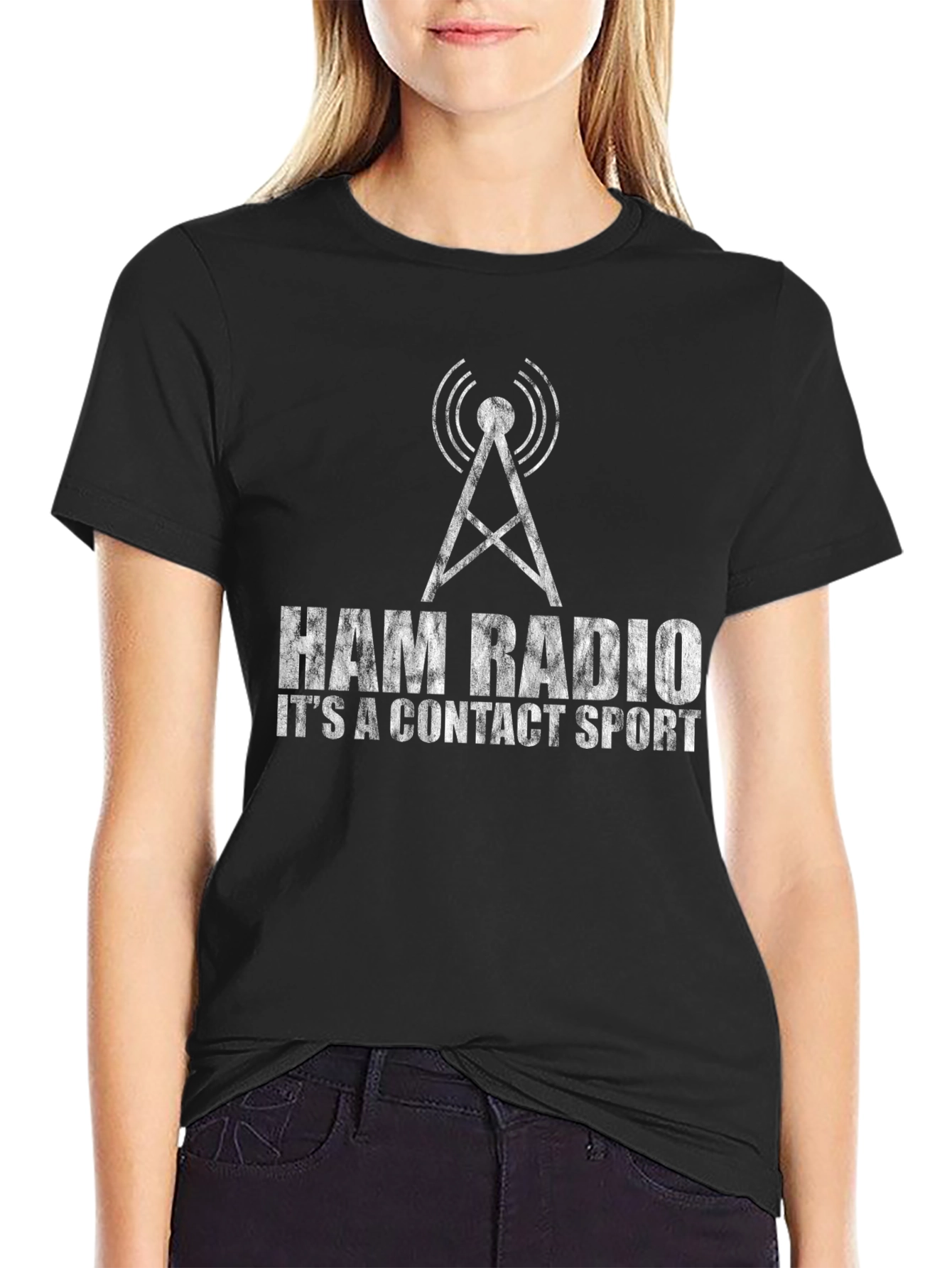 Ham Radio Contact Sport Black T-Shirt