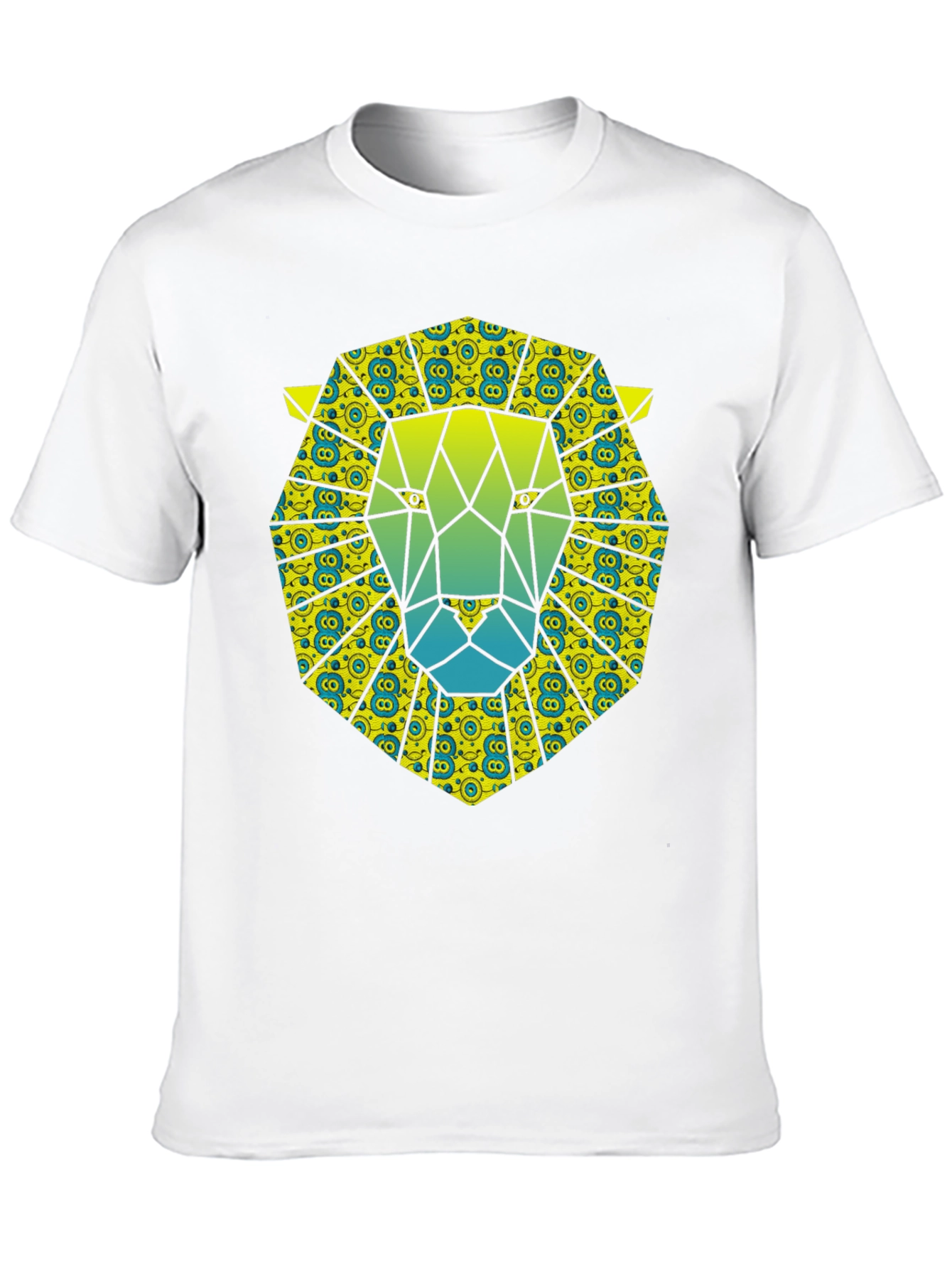 Geometric Lion Graphic Tee - Black