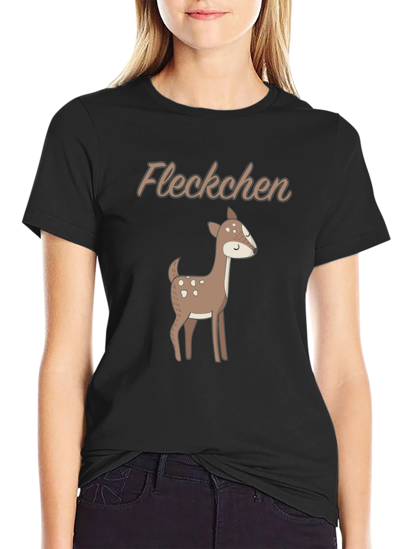 Cute Deer Graphic Tee - Fleckchen