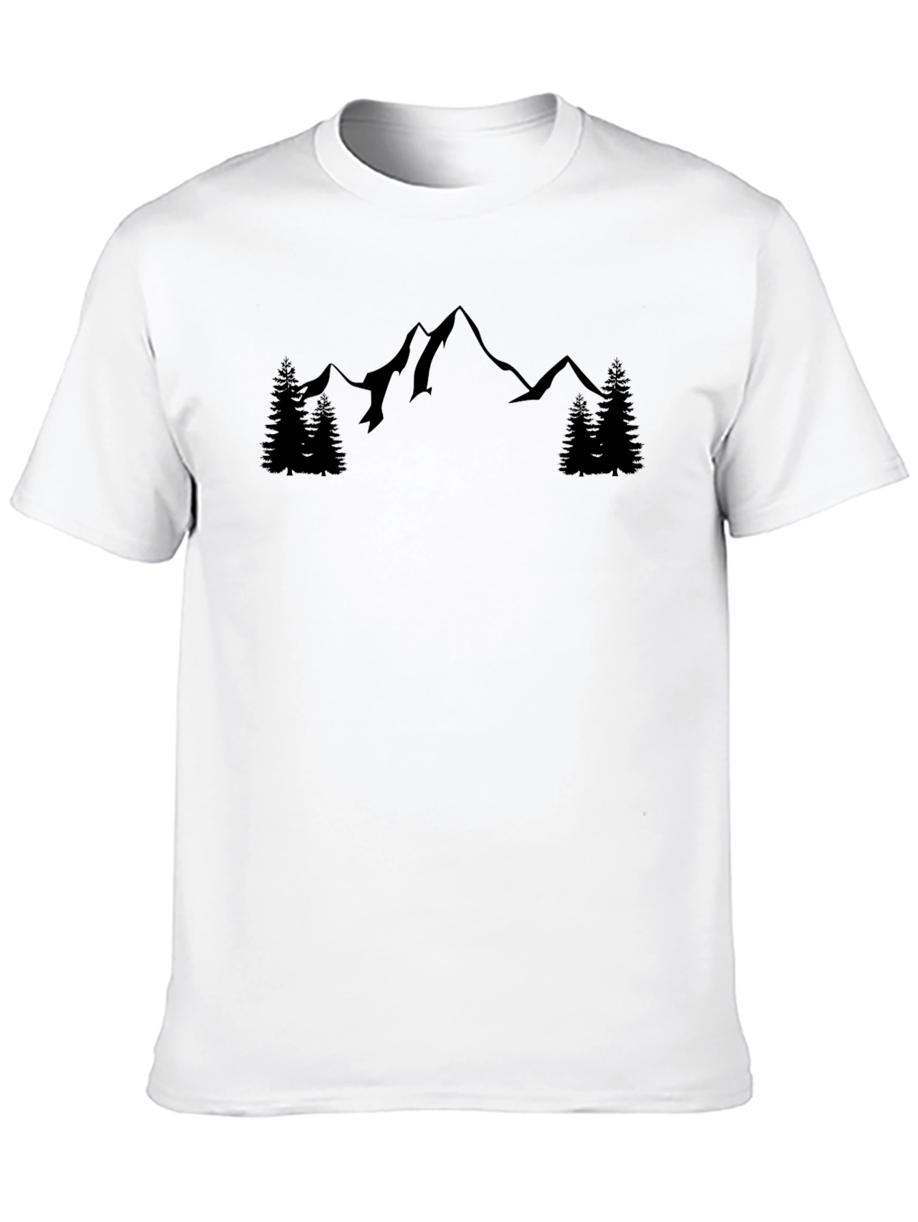 Mountain Peak Graphic Tee - Black Cotton Casual Shirt
