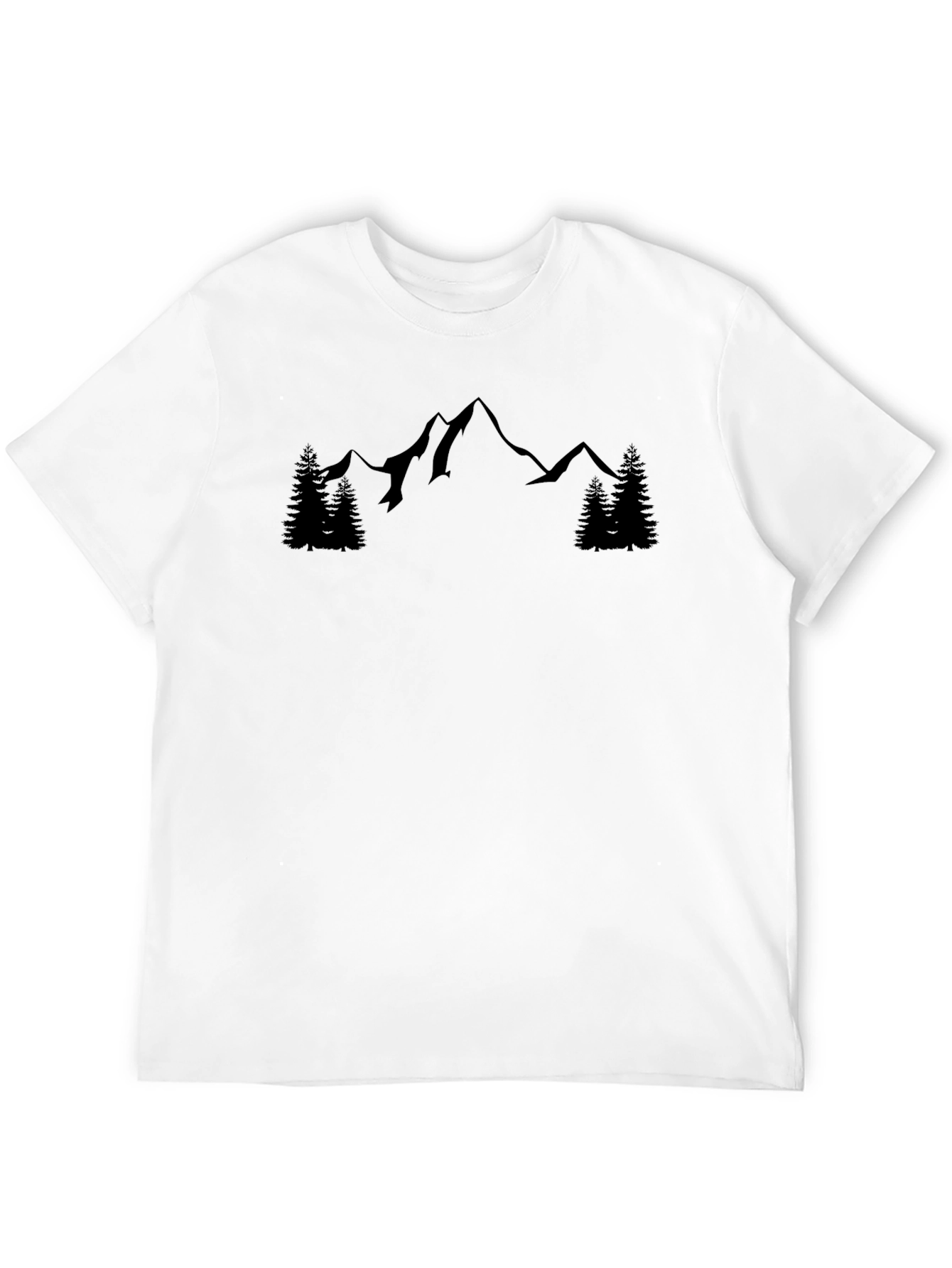 Mountain Peak Graphic Tee - Black Cotton Casual Shirt