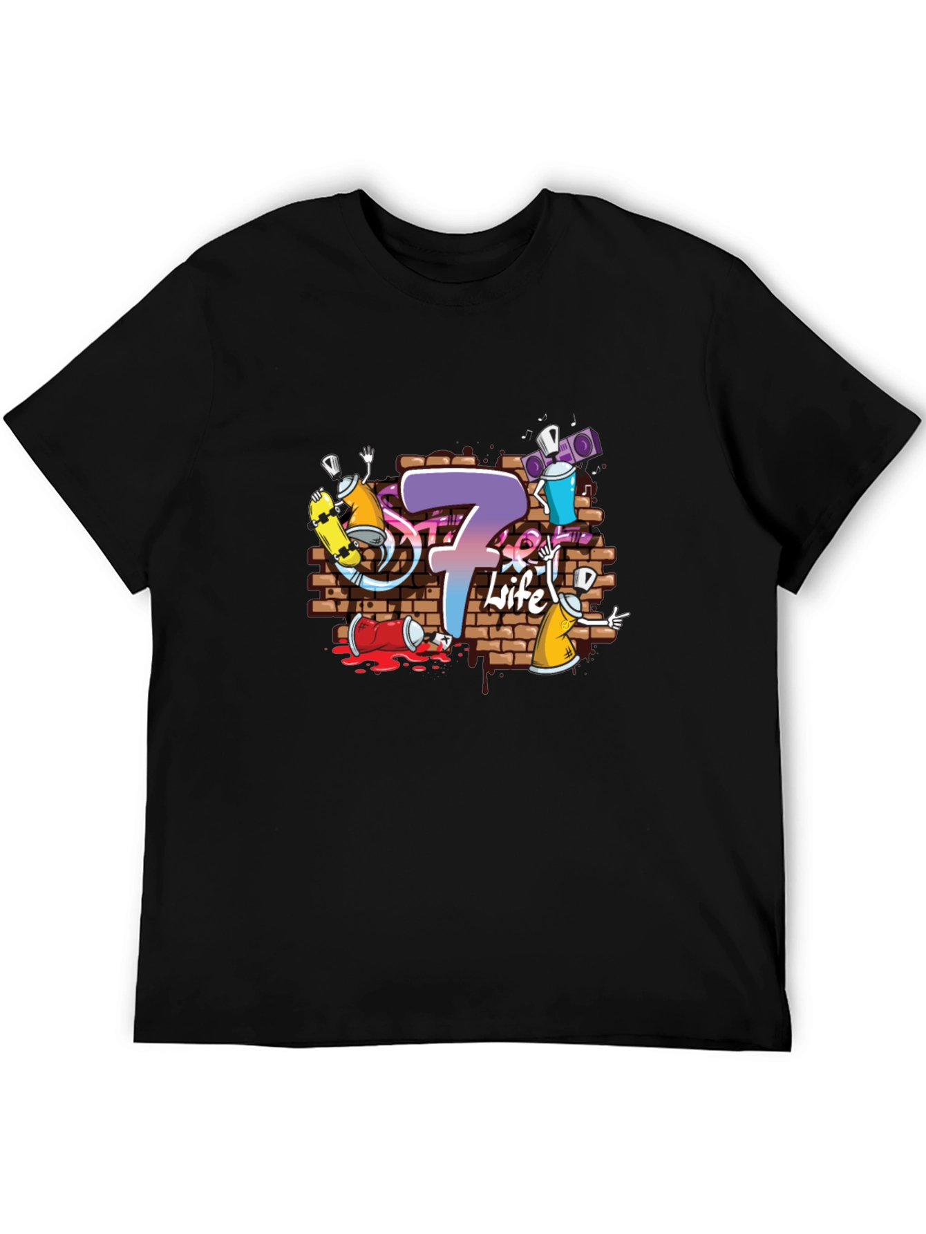 Graffiti 7 Life Black T-Shirt