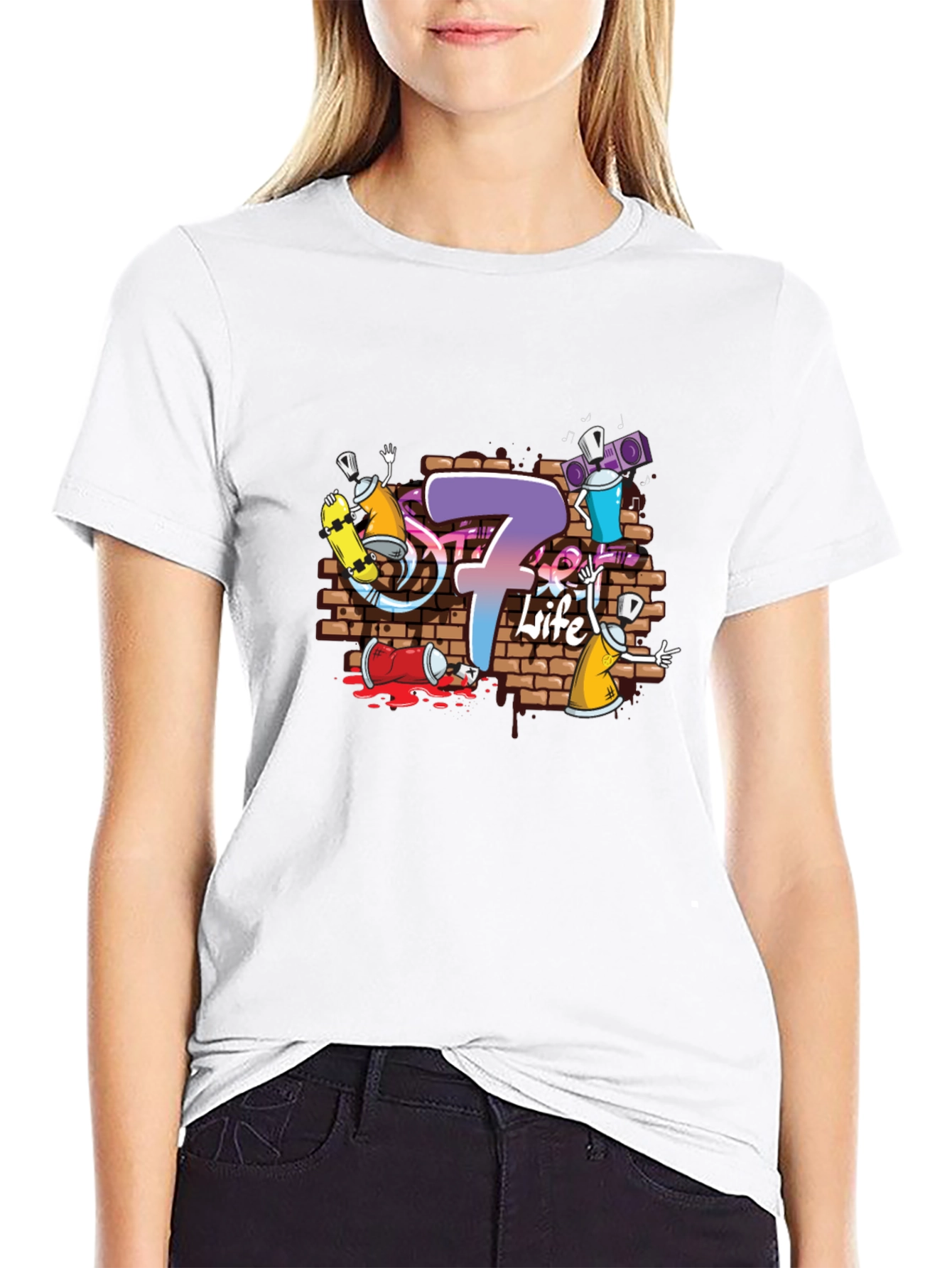 Graffiti 7 Life Black T-Shirt