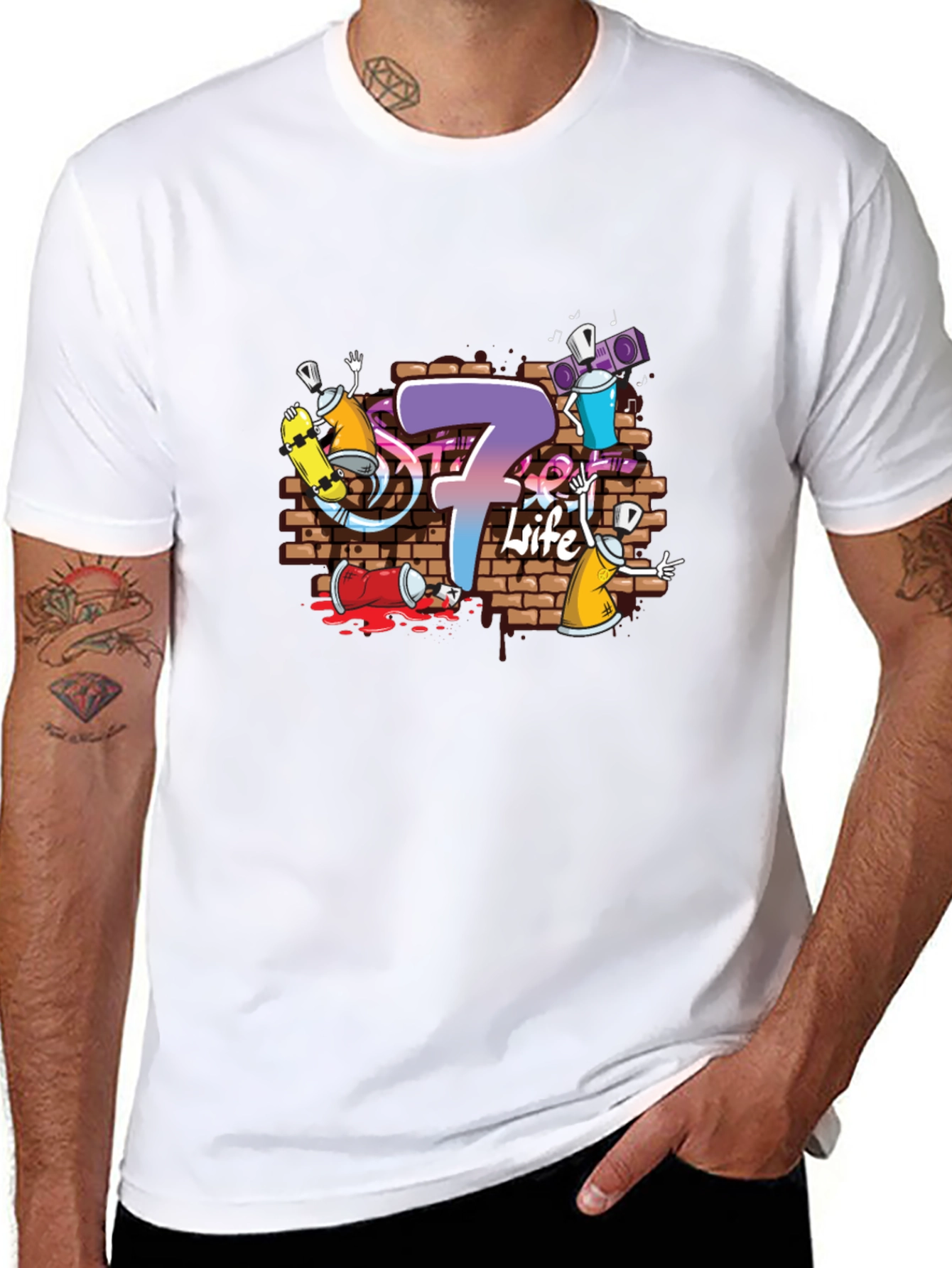 Graffiti 7 Life Black T-Shirt