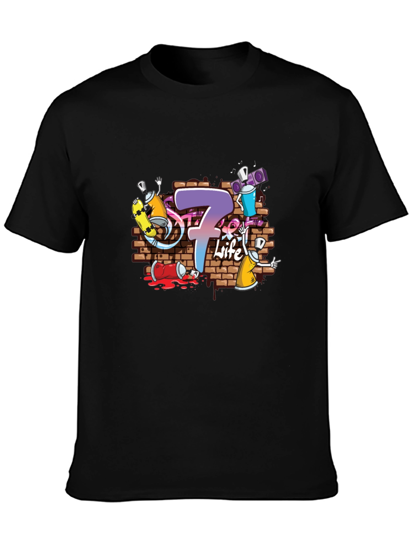 Graffiti 7 Life Black T-Shirt