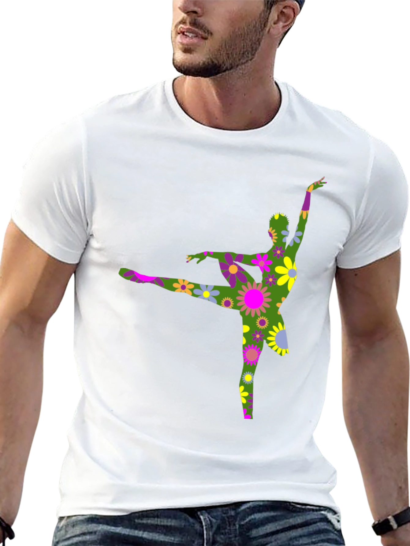 Floral Dancer Graphic Black T-Shirt