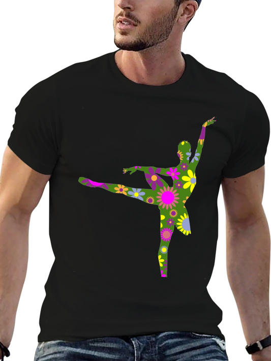 Floral Dancer Graphic Black T-Shirt