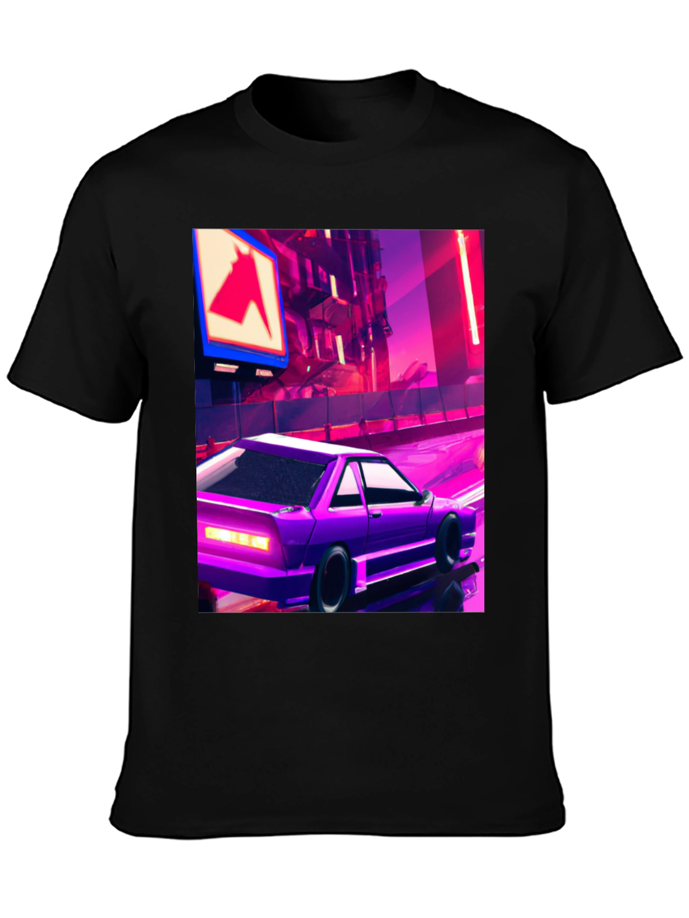 Retro Purple Car Graphic T-Shirt