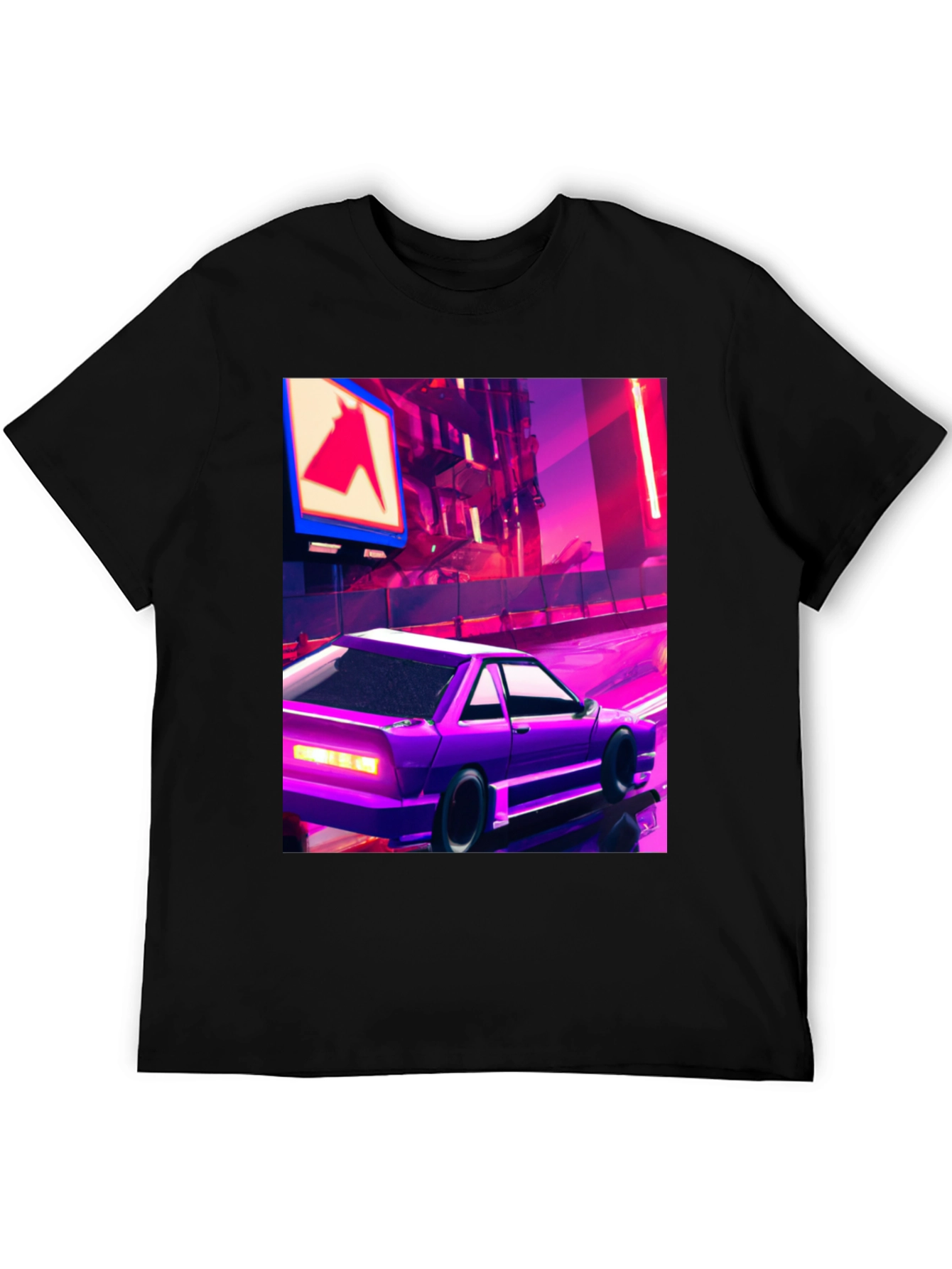 Retro Purple Car Graphic T-Shirt