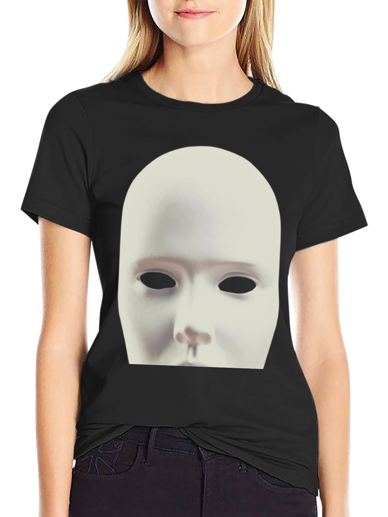 Mysterious Mask Graphic Tee - Unisex Black T-Shirt