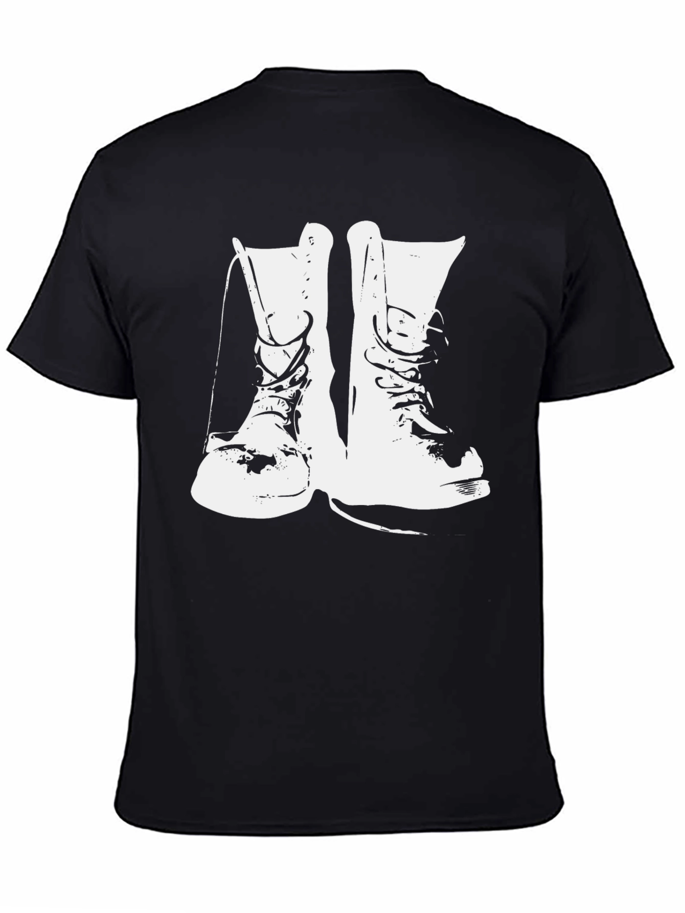 Black T-Shirt with White Boot Graphic