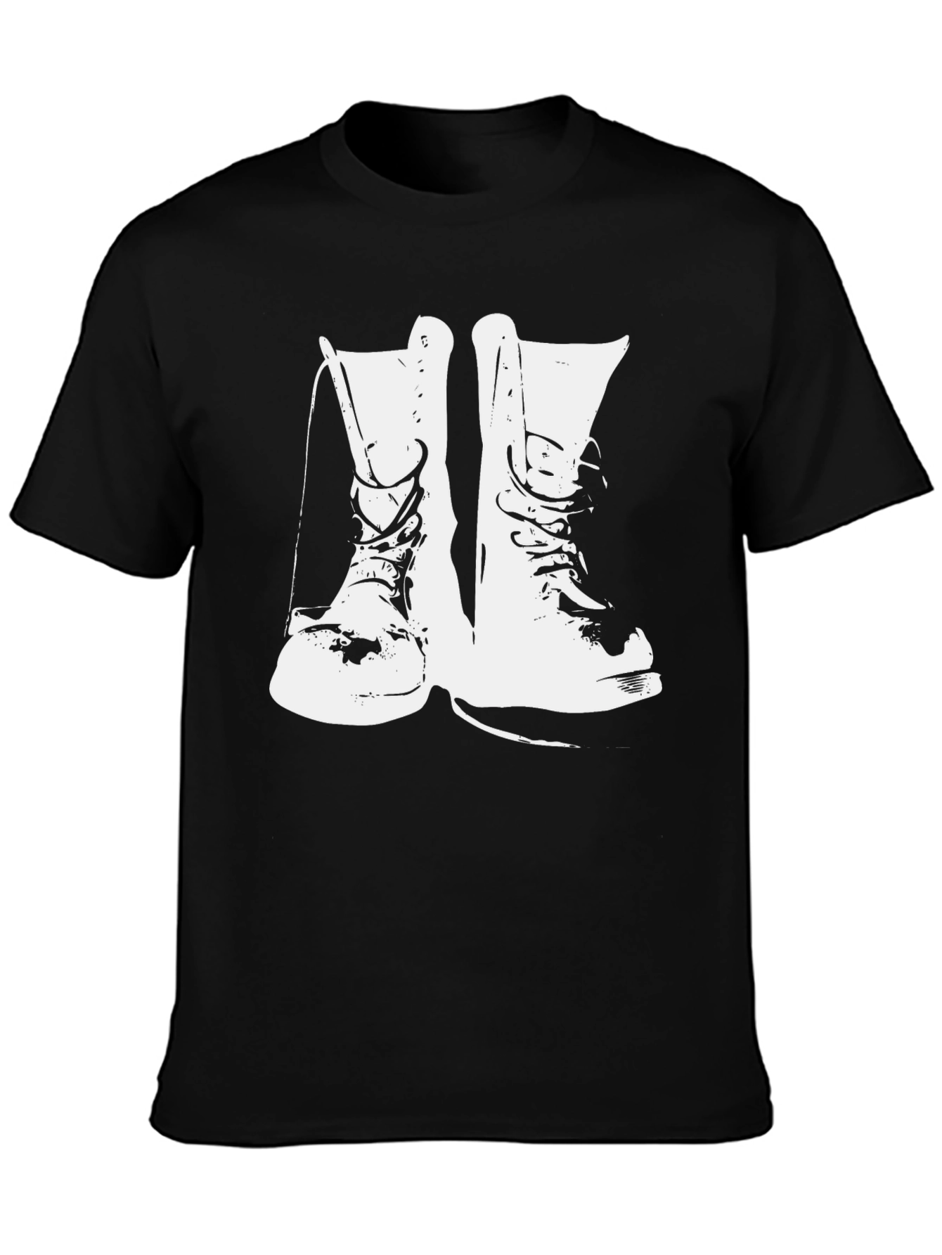 Black T-Shirt with White Boot Graphic