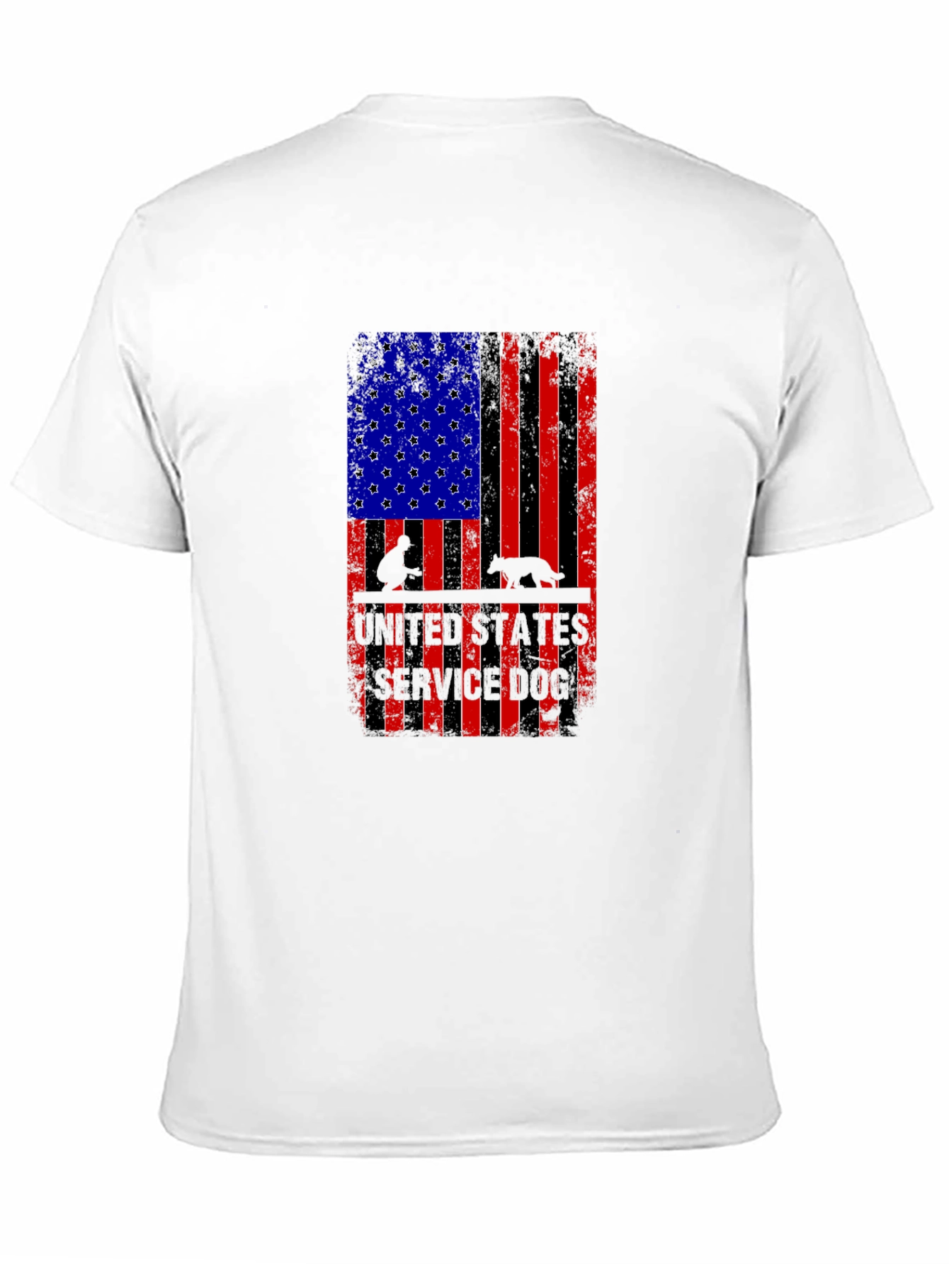 Patriotic Service Dog American Flag Graphic T-Shirt