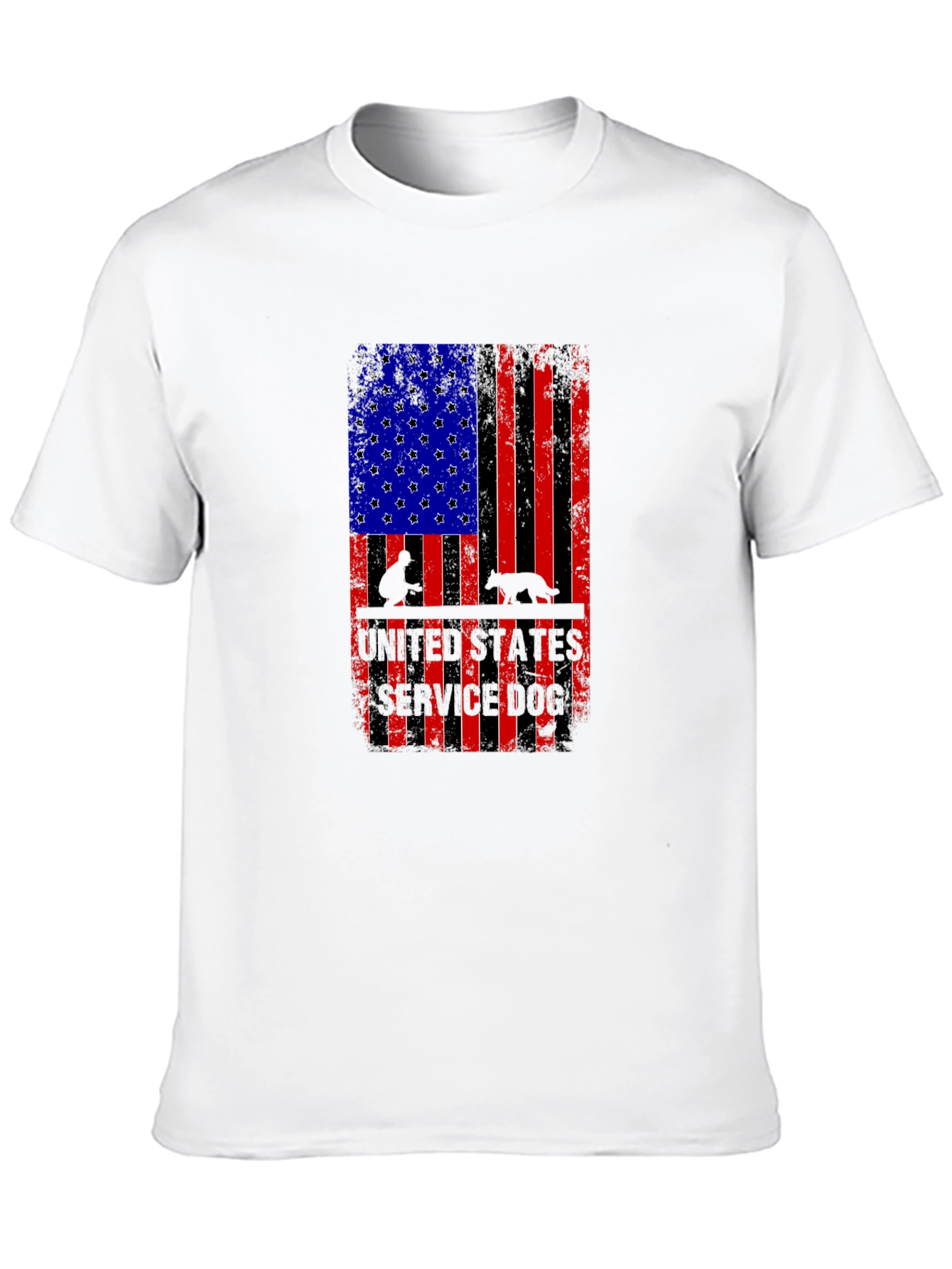 Patriotic Service Dog American Flag Graphic T-Shirt