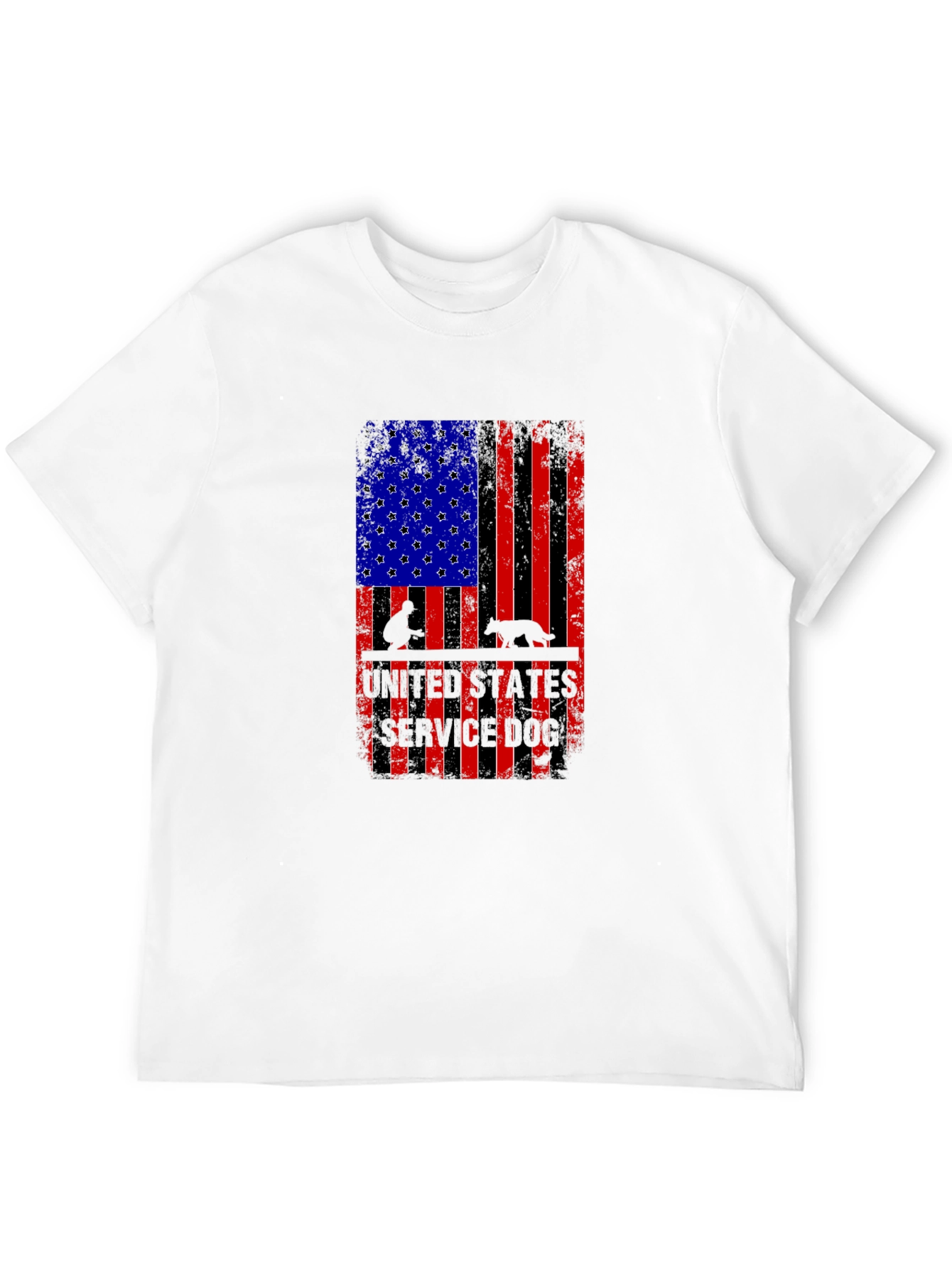 Patriotic Service Dog American Flag Graphic T-Shirt