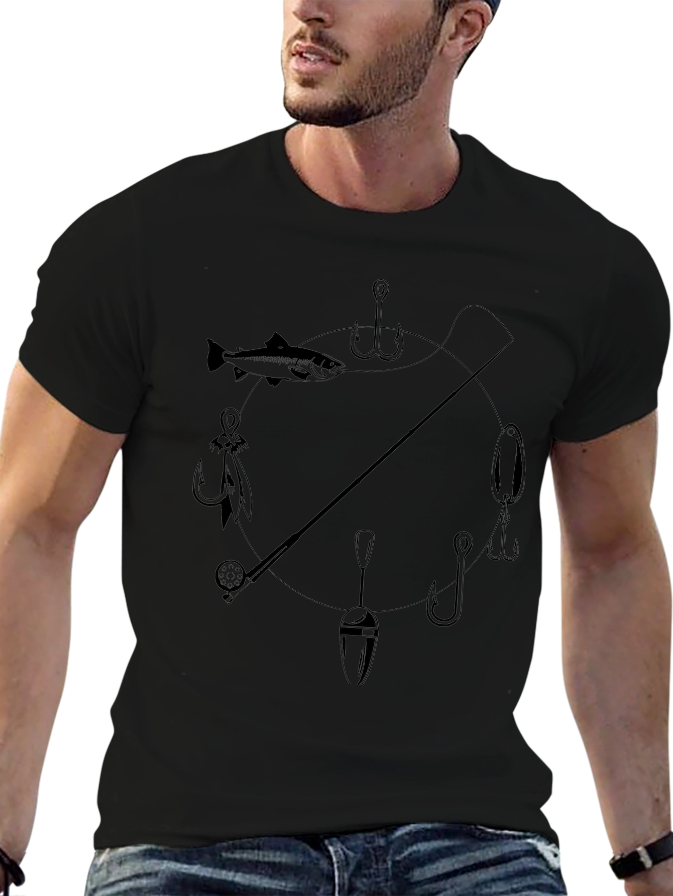 Fishing Time Black T-Shirt