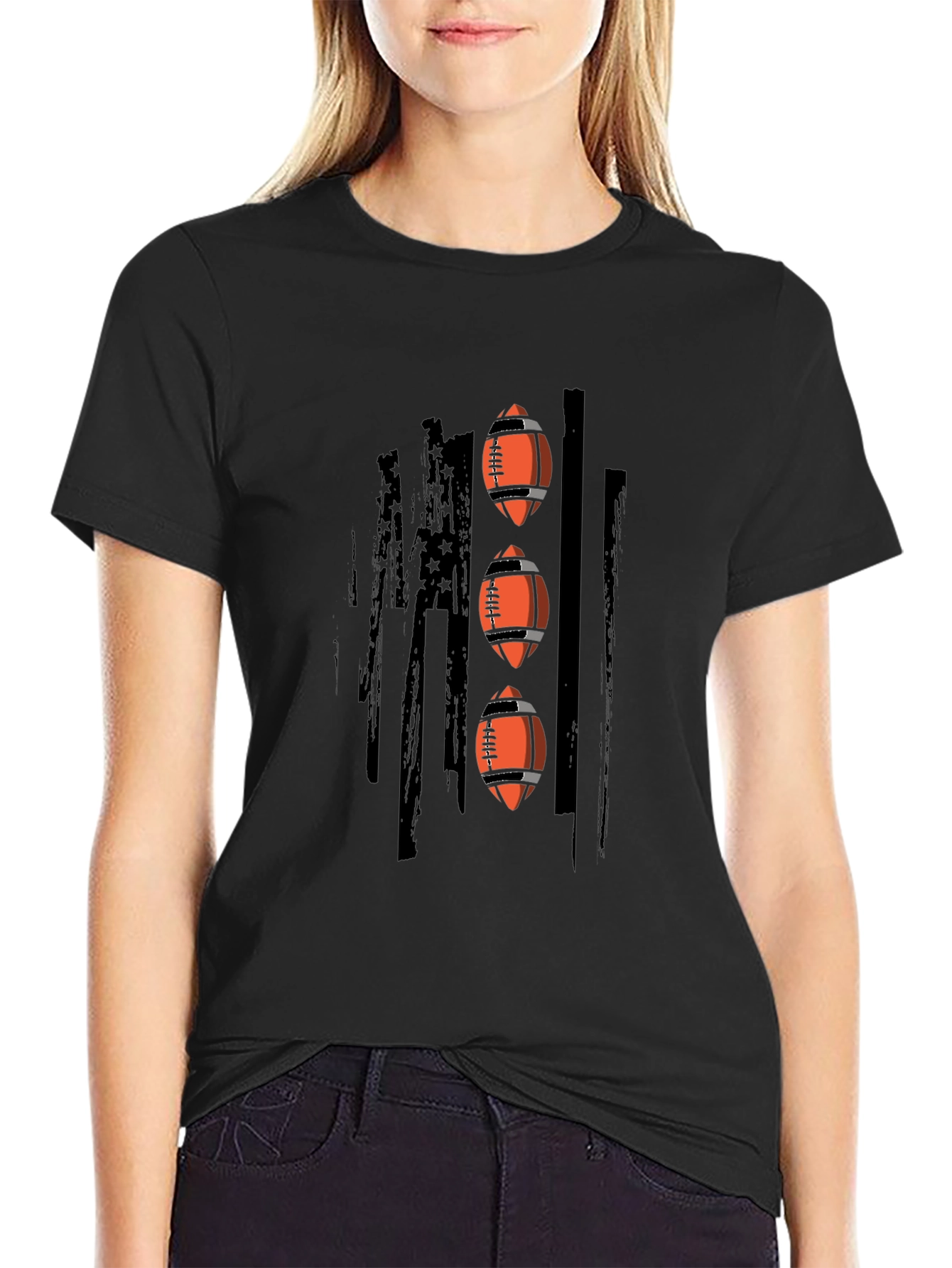 Football American Flag Graphic Tee