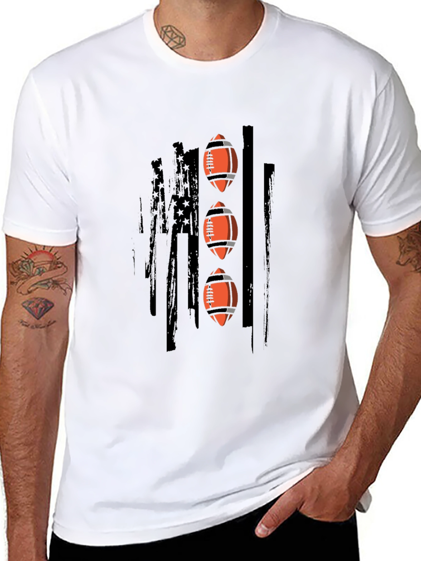 Football American Flag Graphic Tee