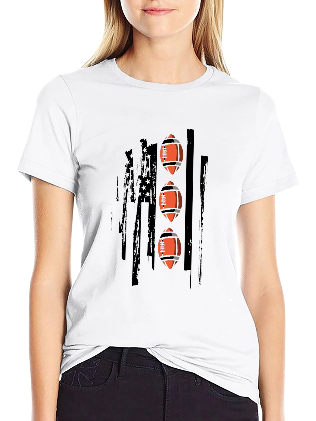 Football American Flag Graphic Tee