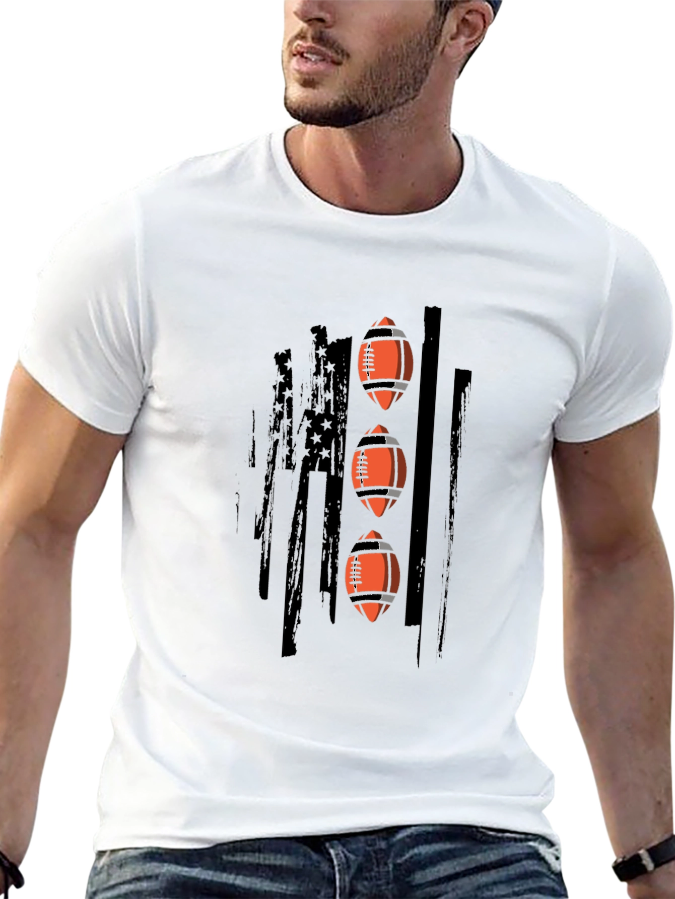 Football American Flag Graphic Tee