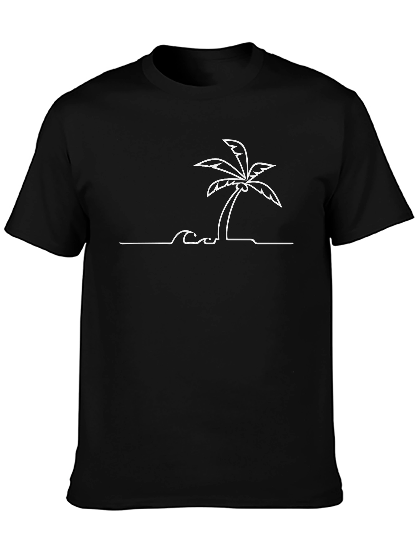 Minimalist Palm Tree Graphic Tee - Black