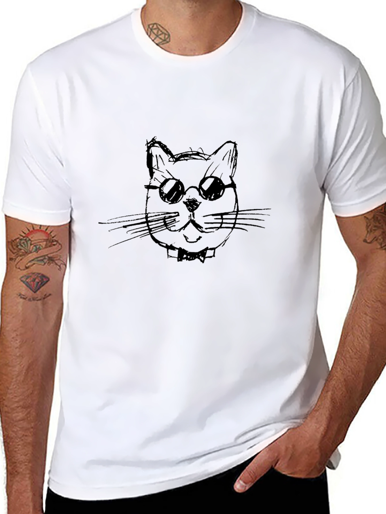 Cool Cat Tee - Black Cotton T-Shirt