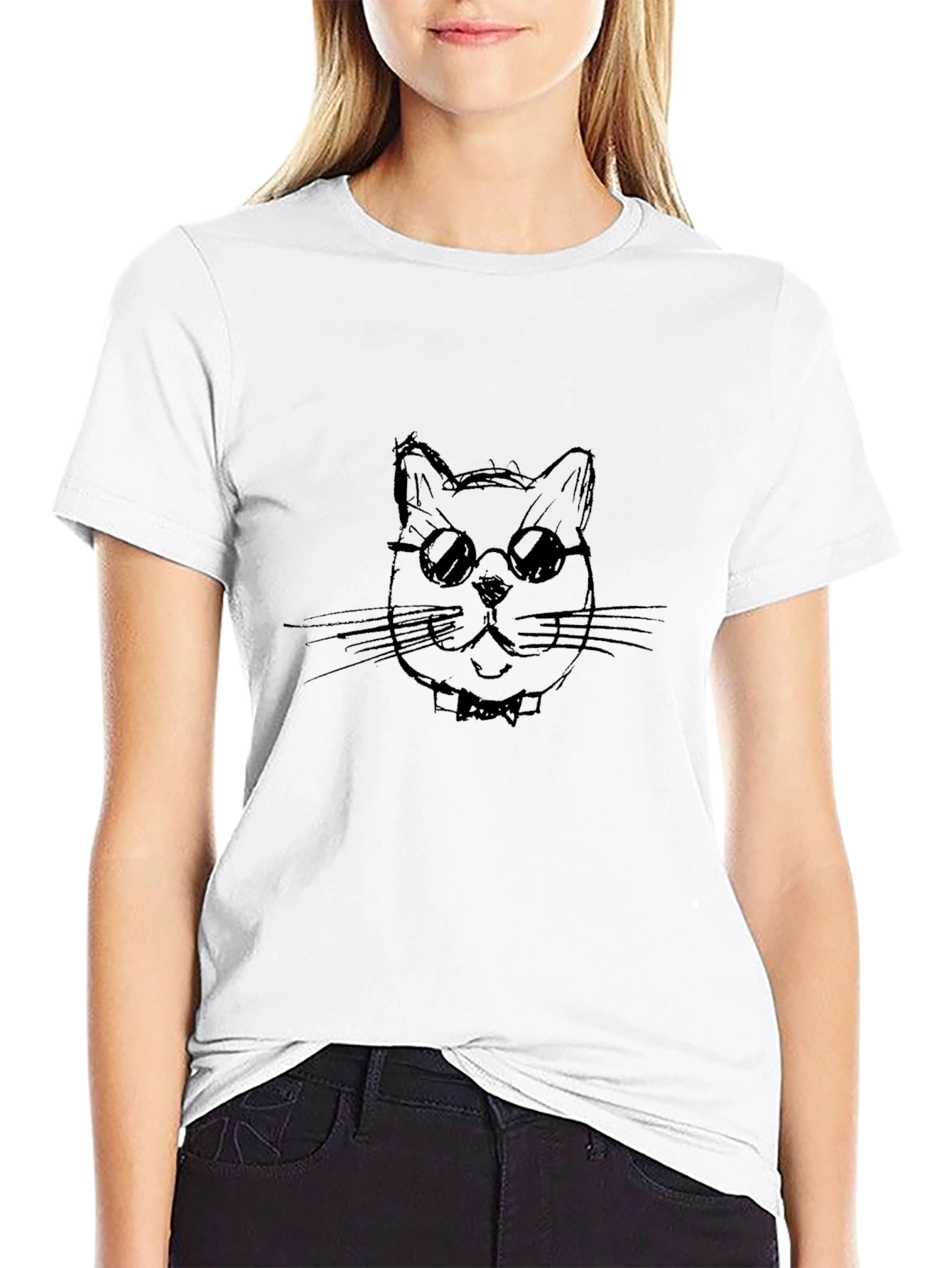 Cool Cat Tee - Black Cotton T-Shirt