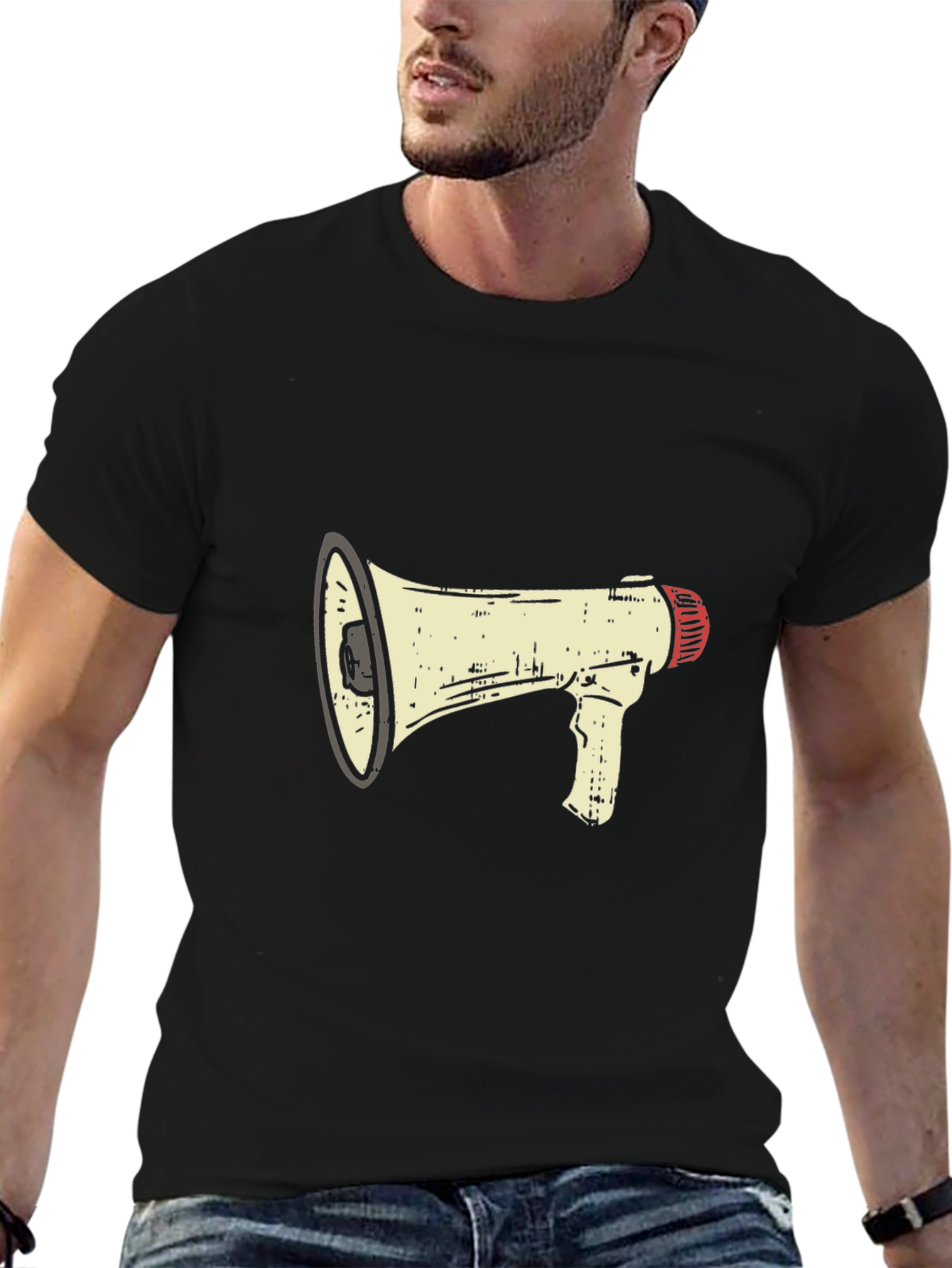Megaphone Graphic Tee - Black Cotton Comfort