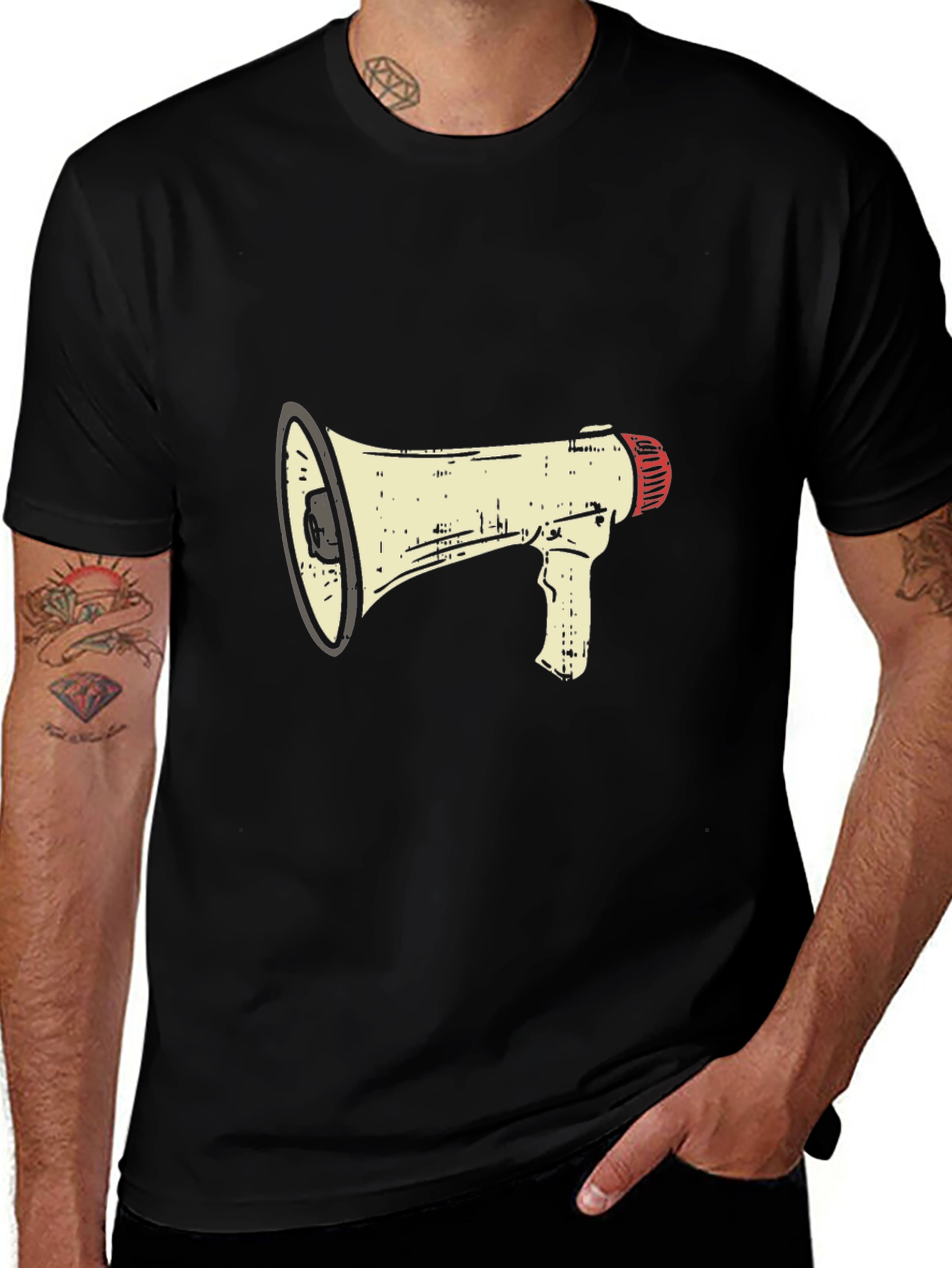 Megaphone Graphic Tee - Black Cotton Comfort
