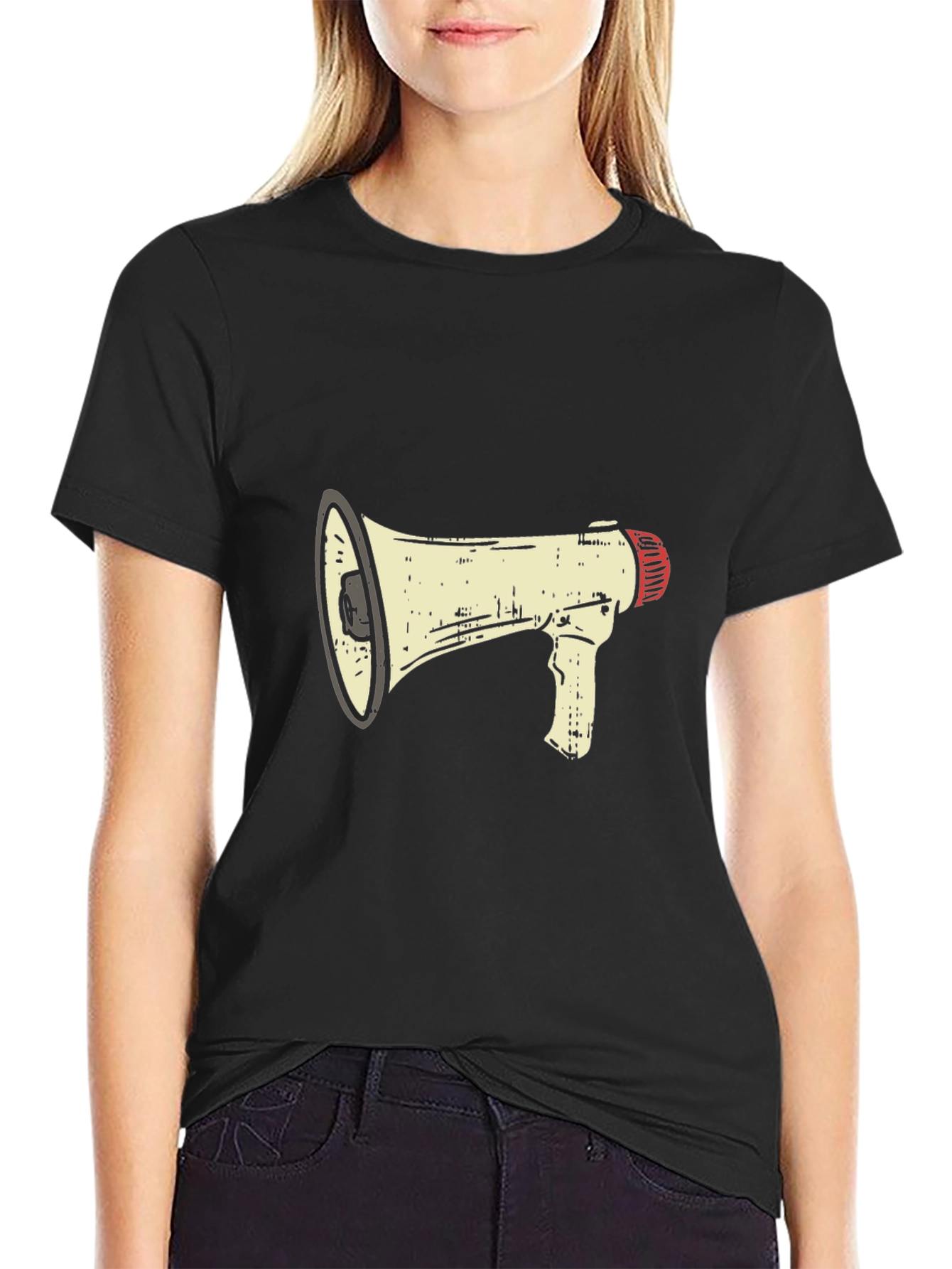Megaphone Graphic Tee - Black Cotton Comfort
