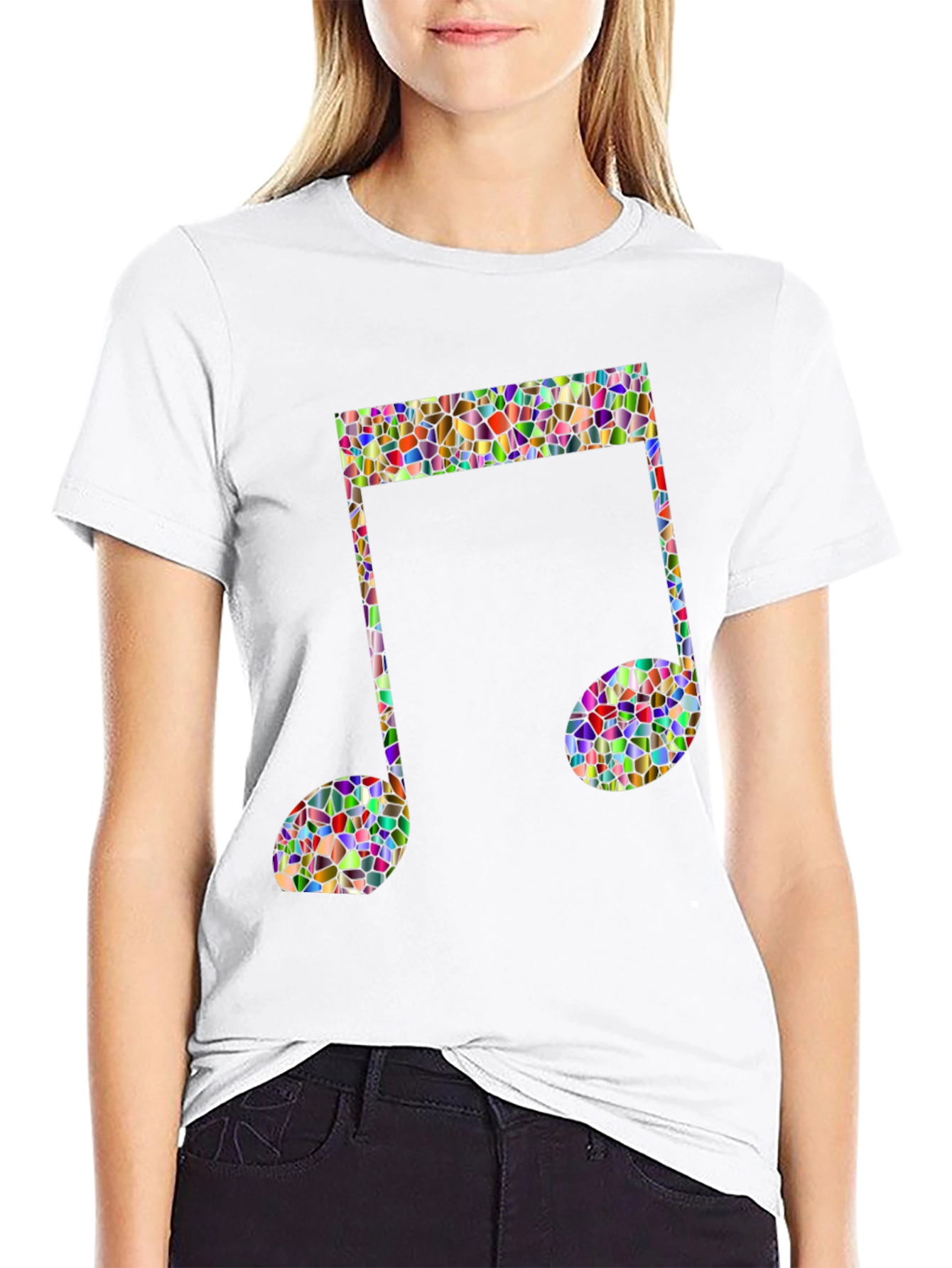 Mosaic Music Note Graphic Tee - Stylish Mens T-Shirt
