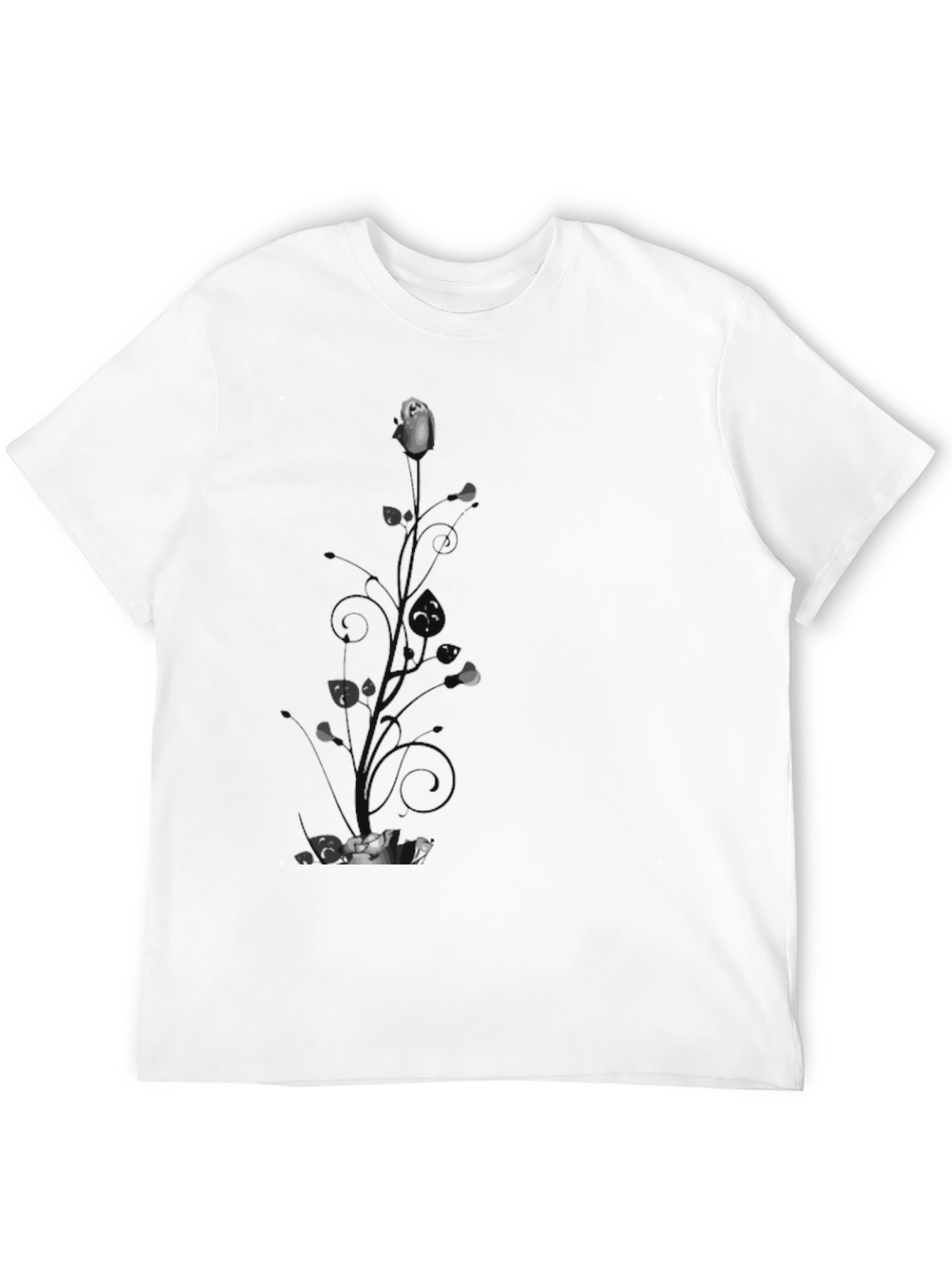 Elegant Black T-Shirt with Floral Rose Design