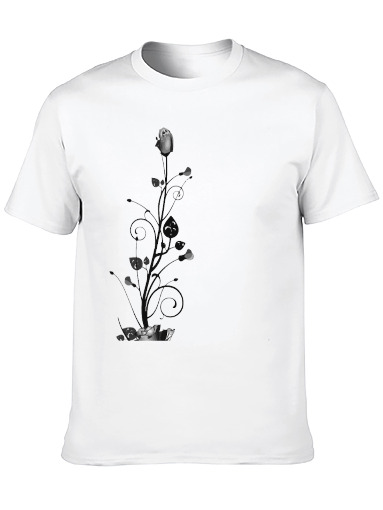 Elegant Black T-Shirt with Floral Rose Design