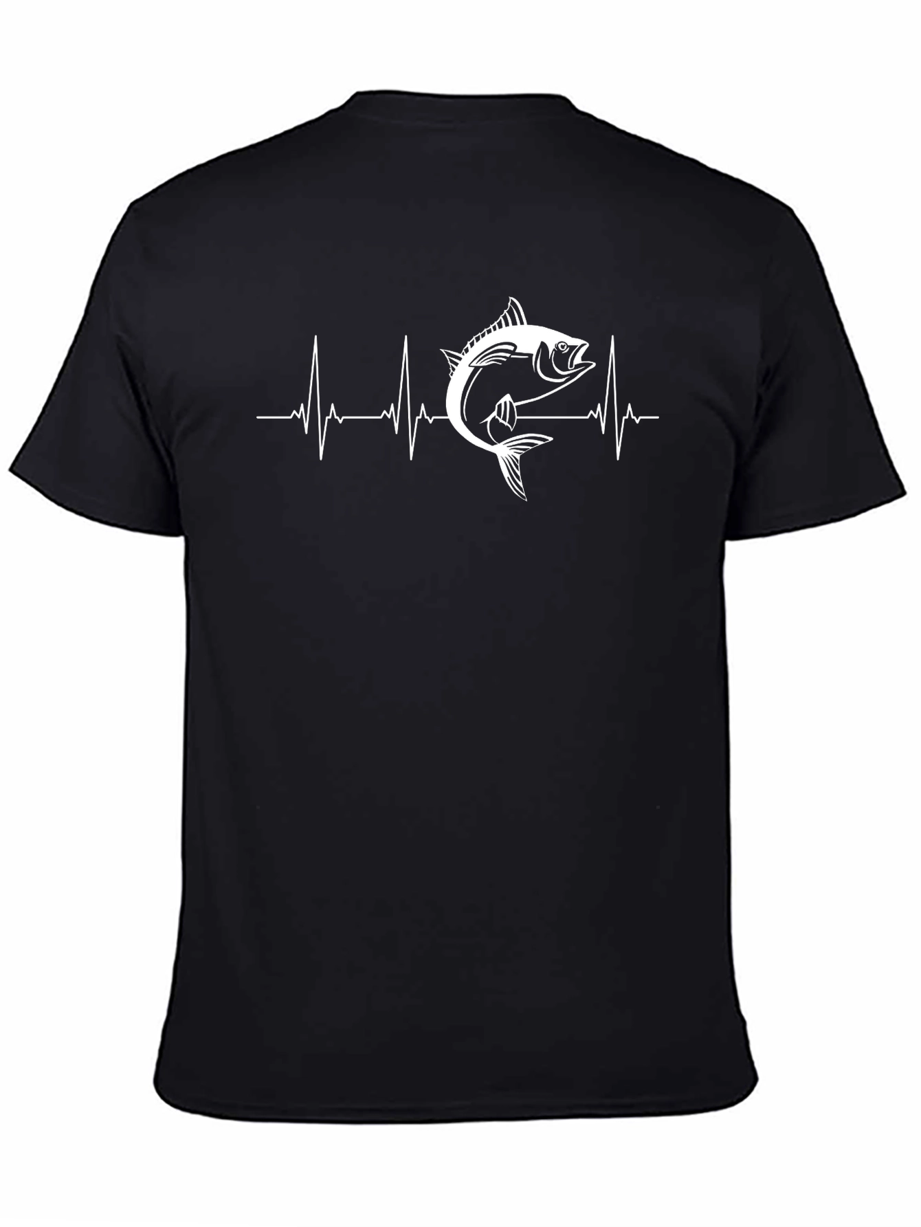 Fishing Heartbeat T-Shirt - Black