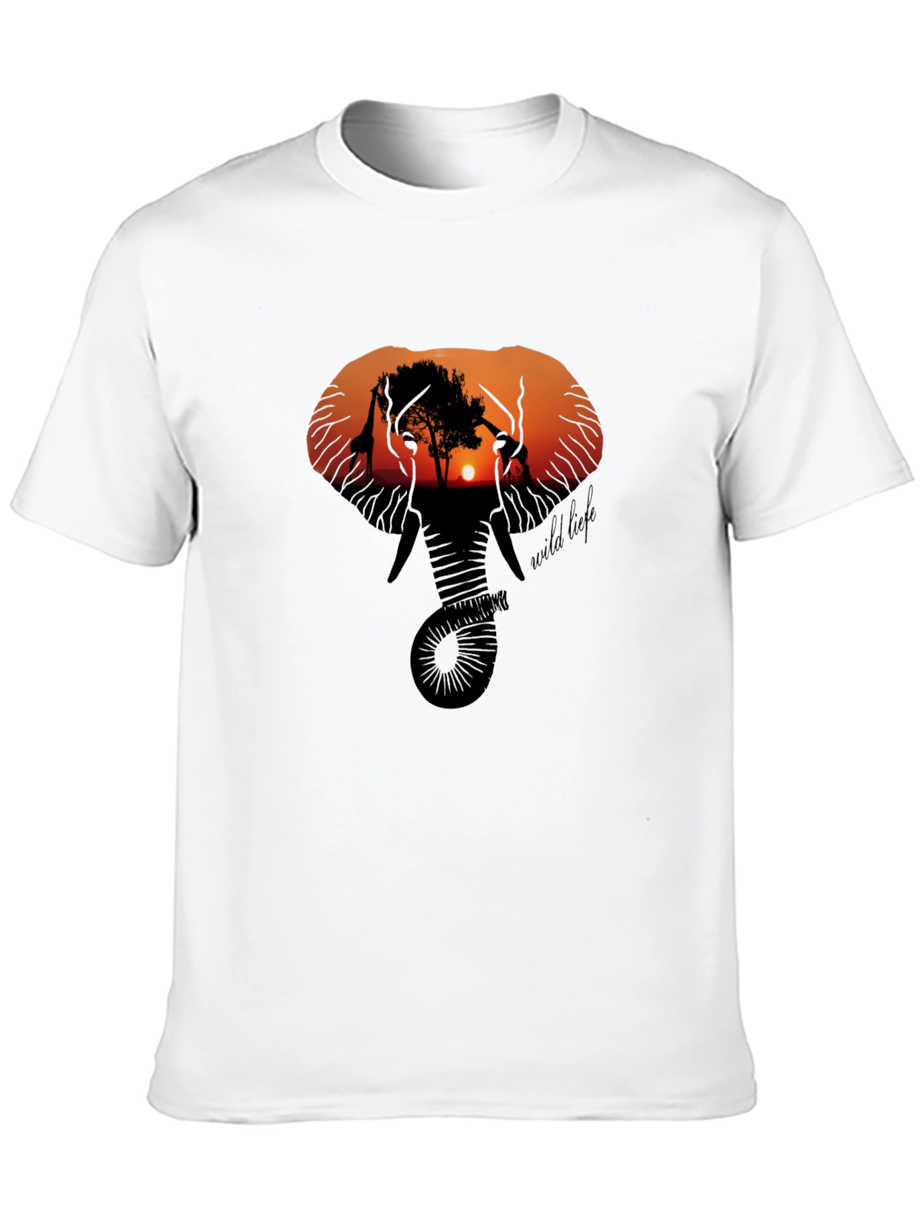 Wildlife Sunset Graphic Tee - Black Cotton T-Shirt