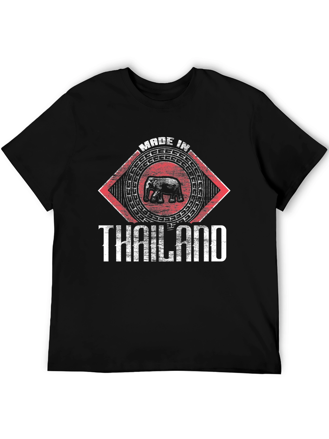 Made in Thailand Elephant Graphic Black T-Shirt