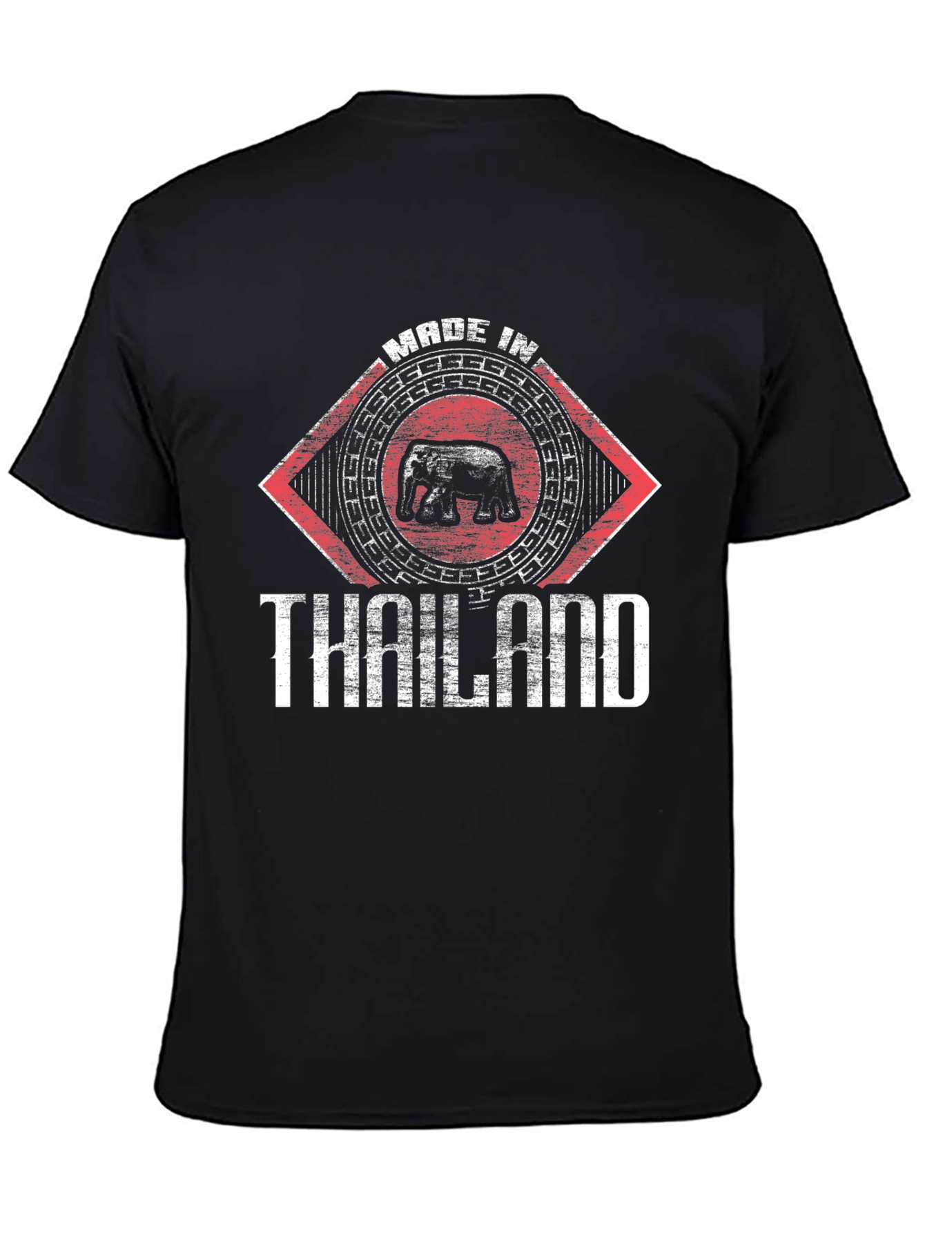 Made in Thailand Elephant Graphic Black T-Shirt