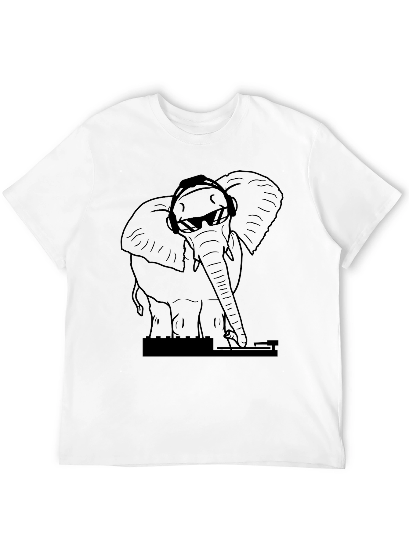 DJ Elephant Black T-Shirt - Cool Animal Graphic Tee