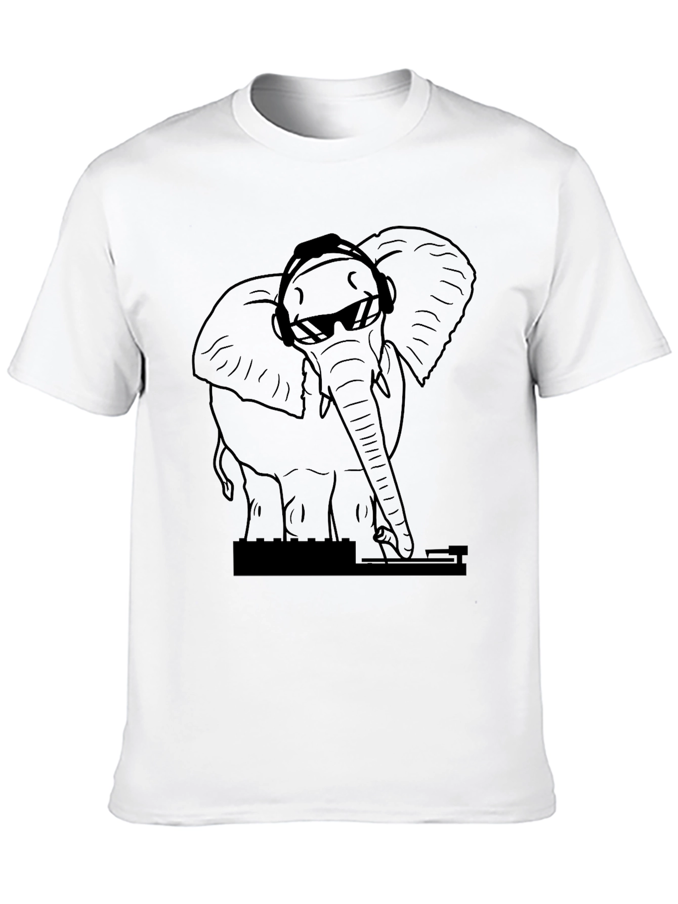 DJ Elephant Black T-Shirt - Cool Animal Graphic Tee