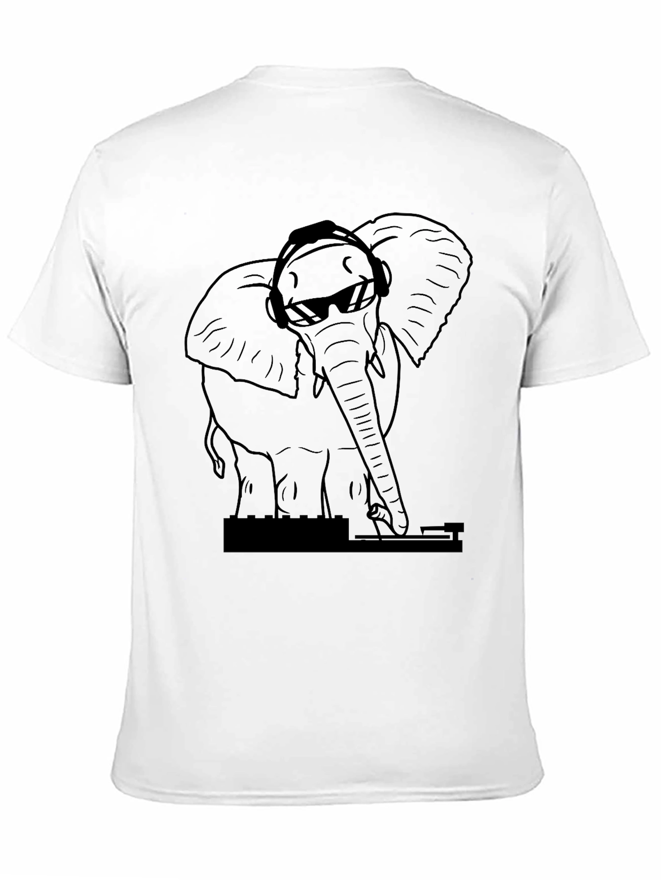 DJ Elephant Black T-Shirt - Cool Animal Graphic Tee
