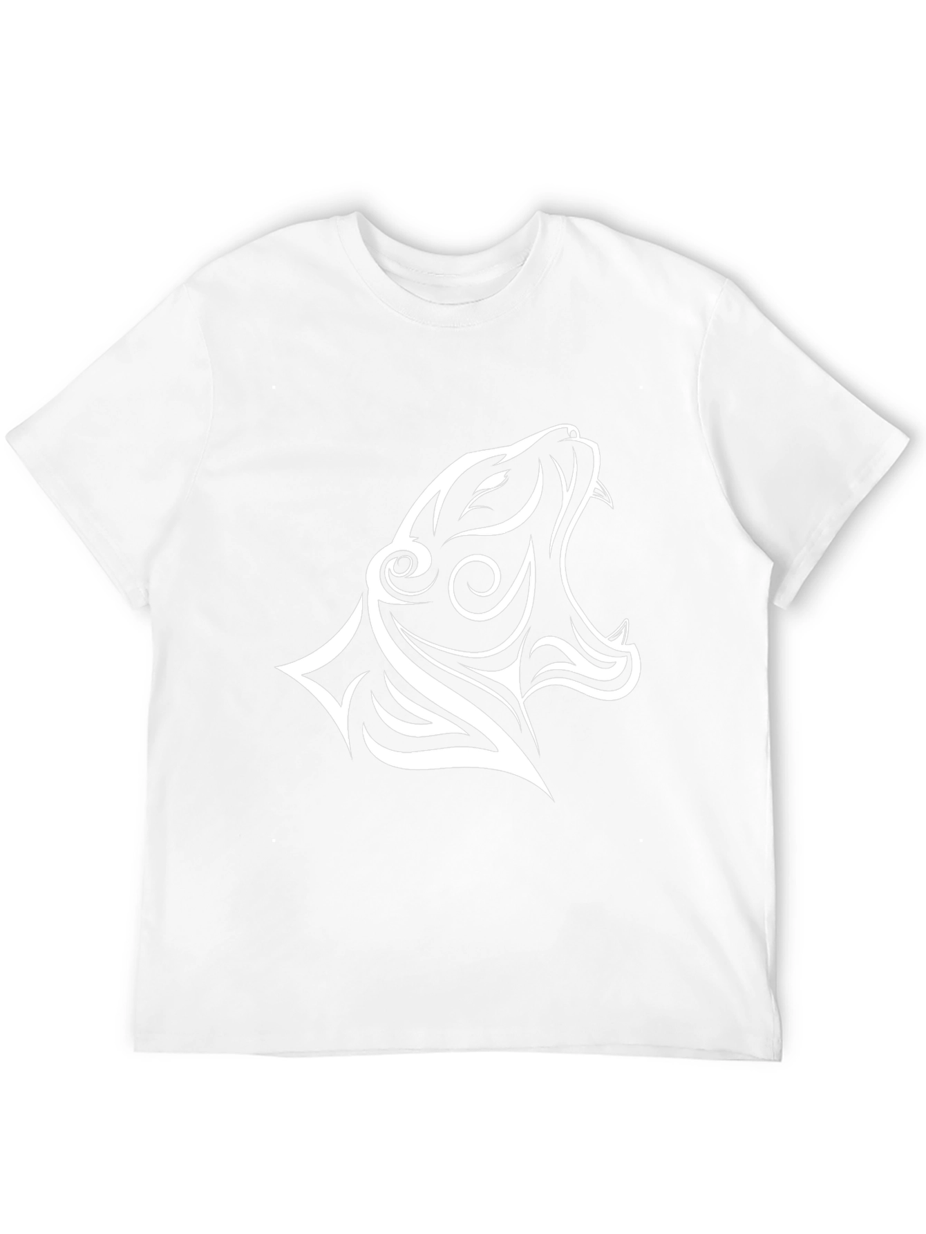 Black T-Shirt with White Tribal Tiger Design