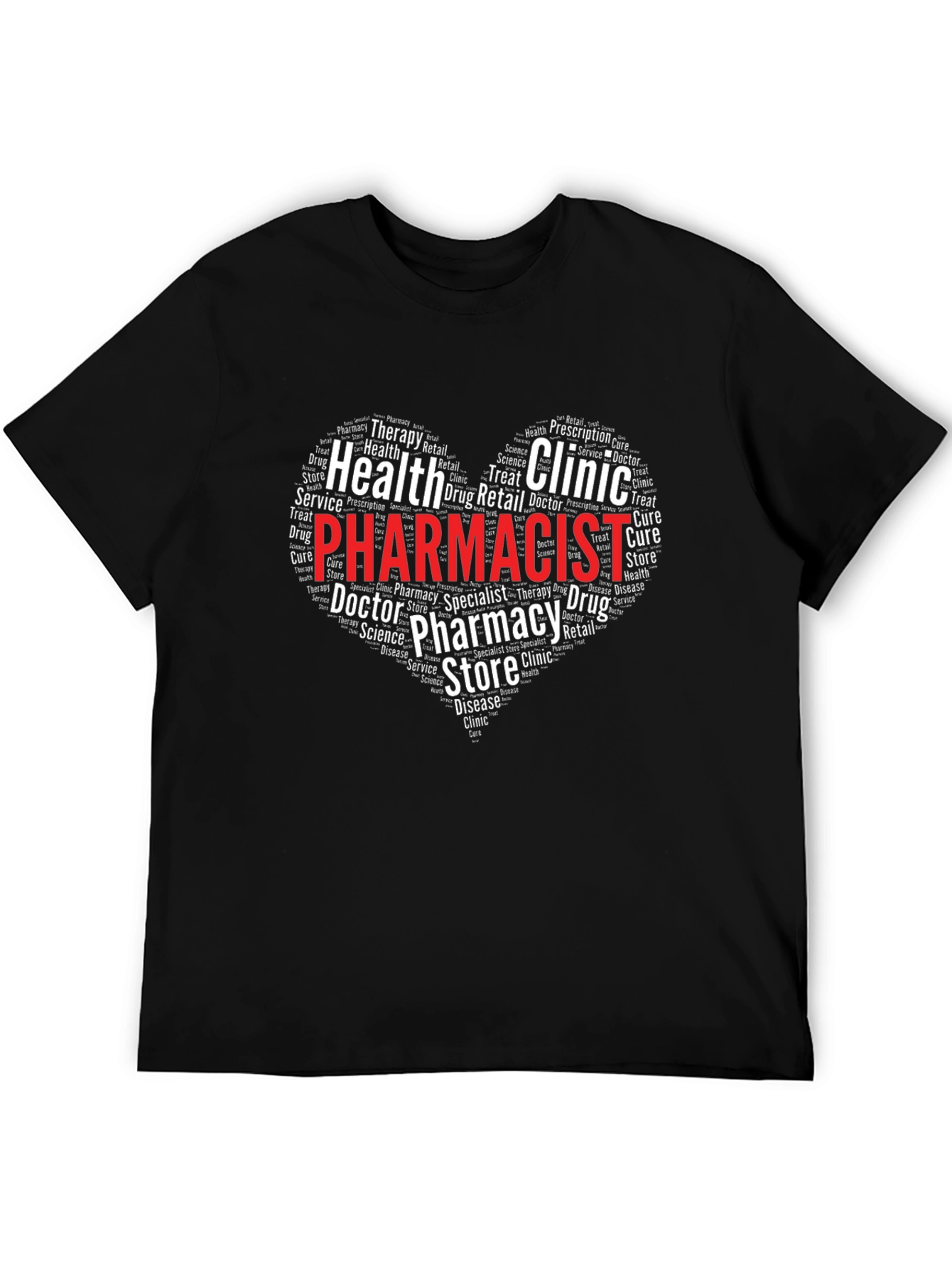 Pharmacist Heart Word Art Graphic T-Shirt
