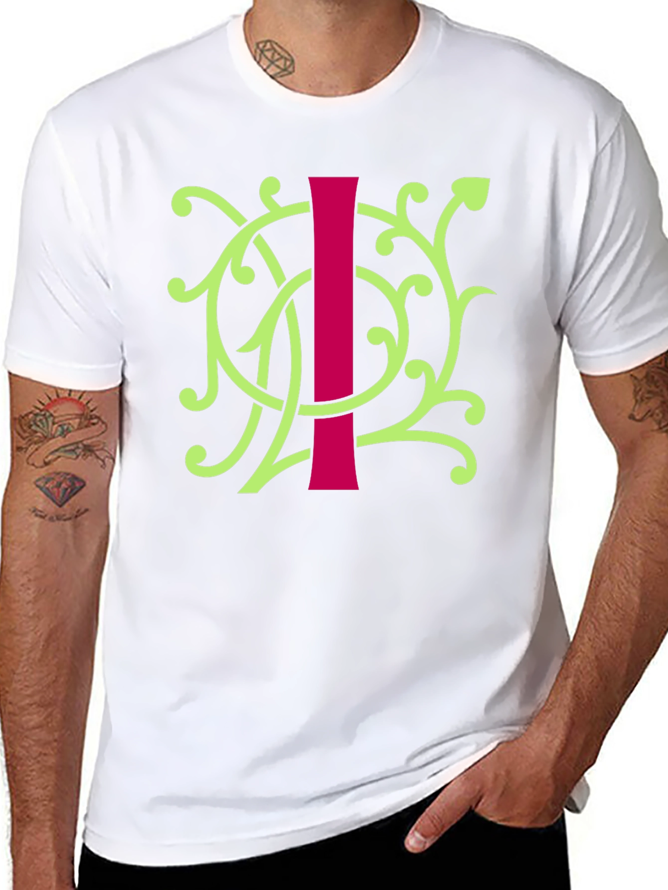 Floral Initial I Graphic Tee - Unique Design