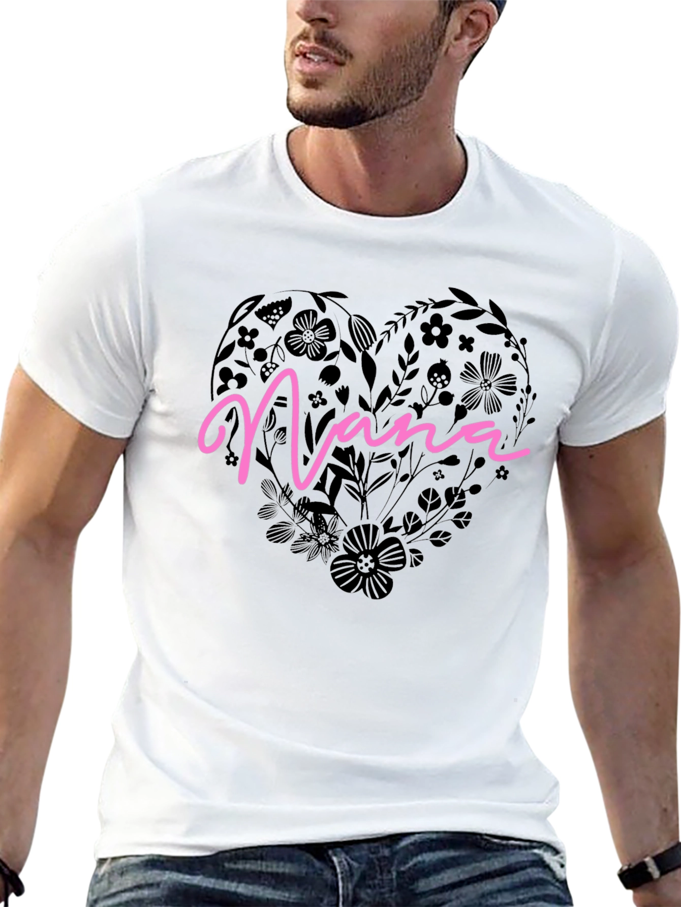 Nana Floral Heart Graphic T-Shirt