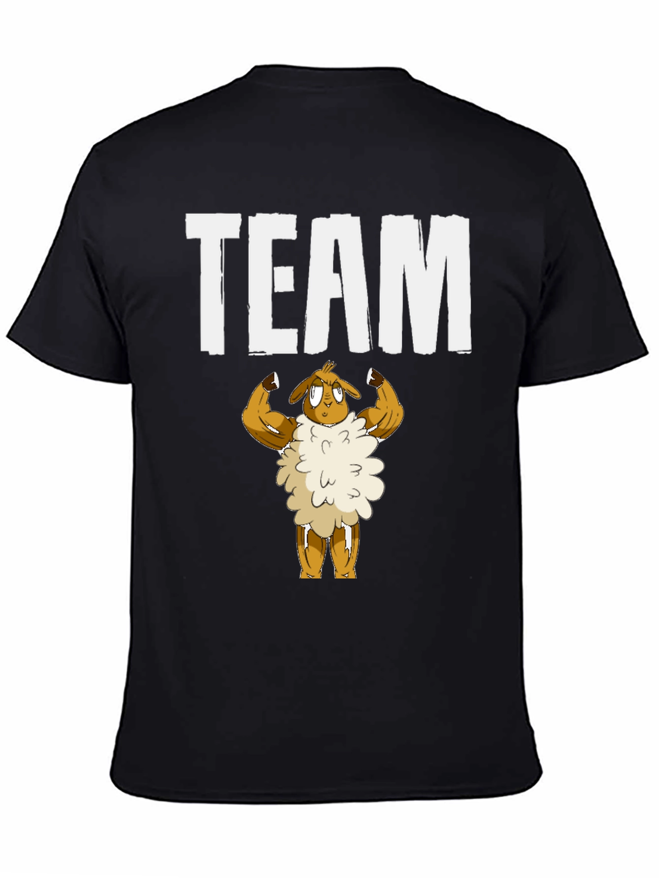 Team Sheep Muscle T-Shirt - Black Cotton Graphic Tee