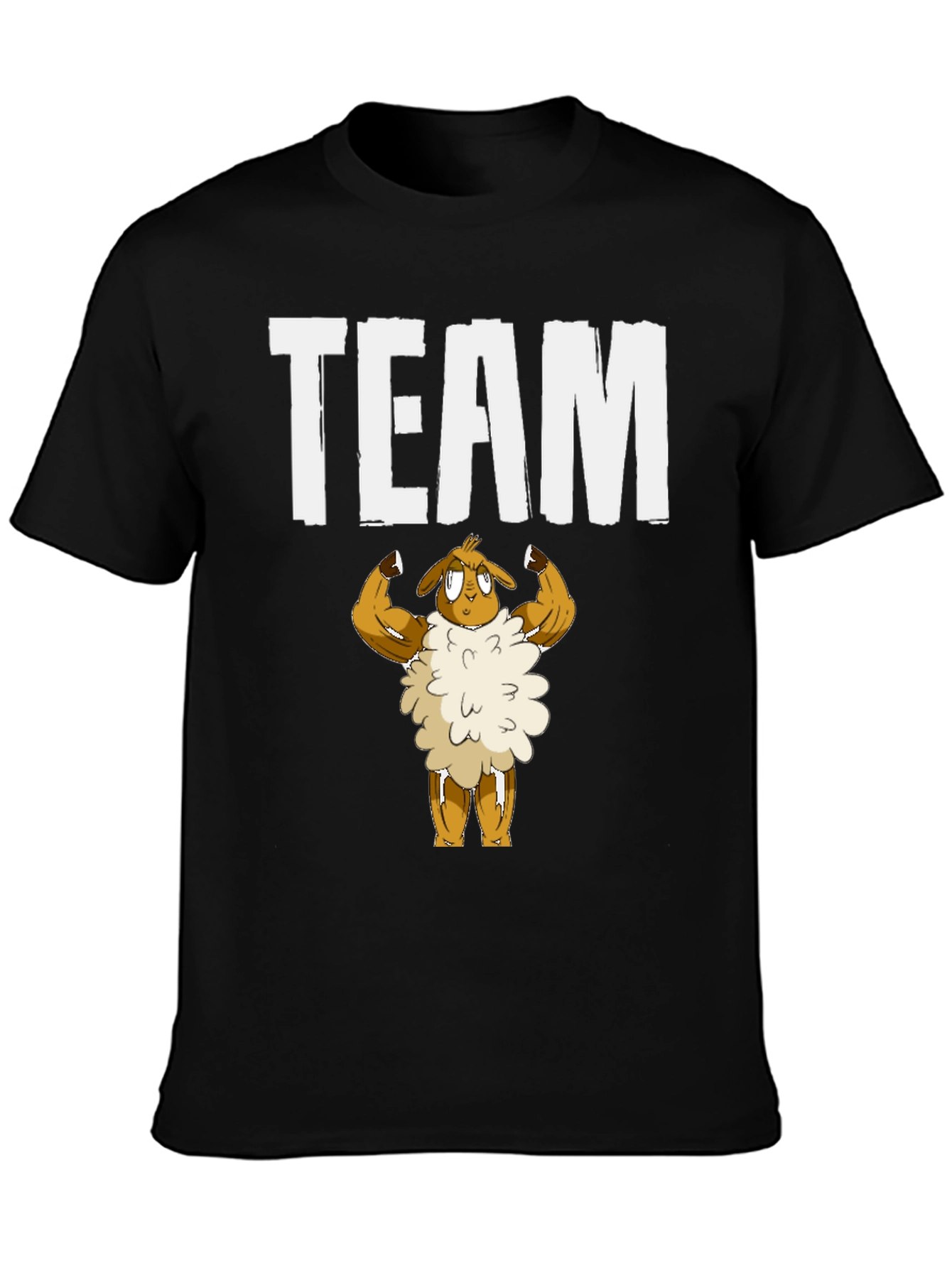 Team Sheep Muscle T-Shirt - Black Cotton Graphic Tee